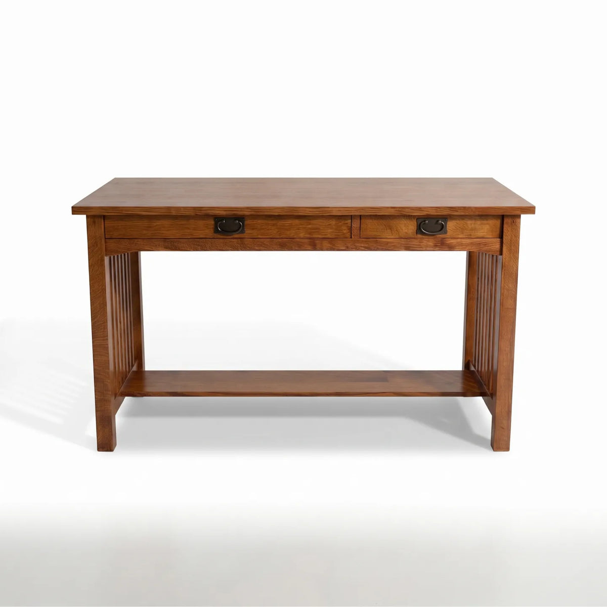 Mission 2-Drawer Desk - Antique Brown on a white background