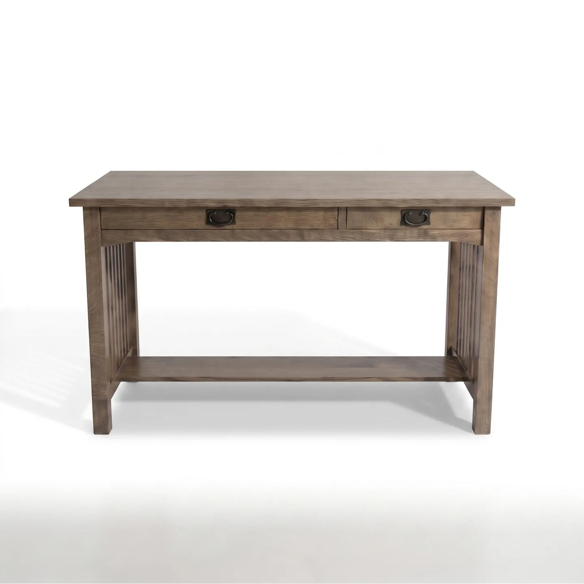 Mission 2-Drawer Desk - Stone Gray on a white background