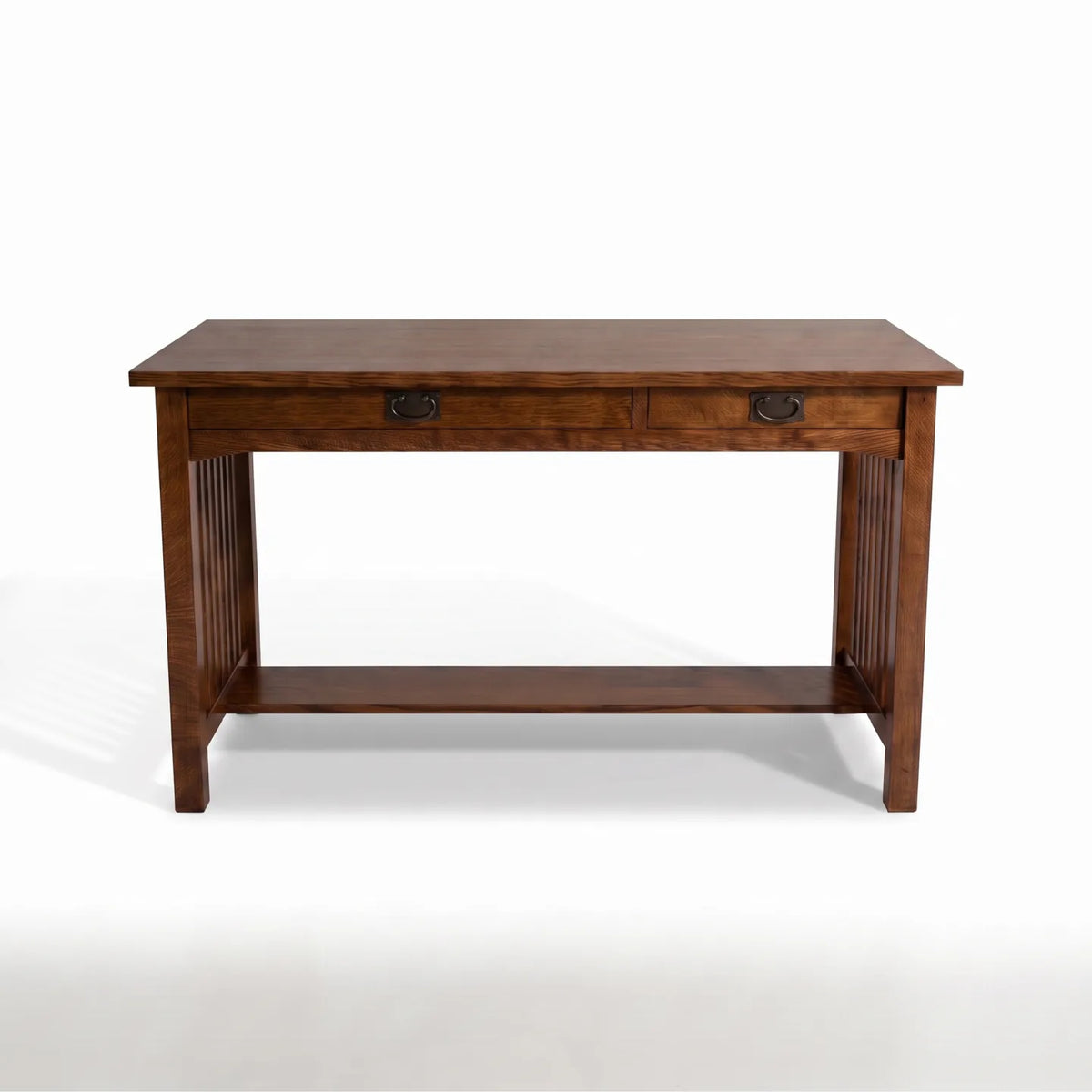 Mission 2-Drawer Desk - Walnut on a white background