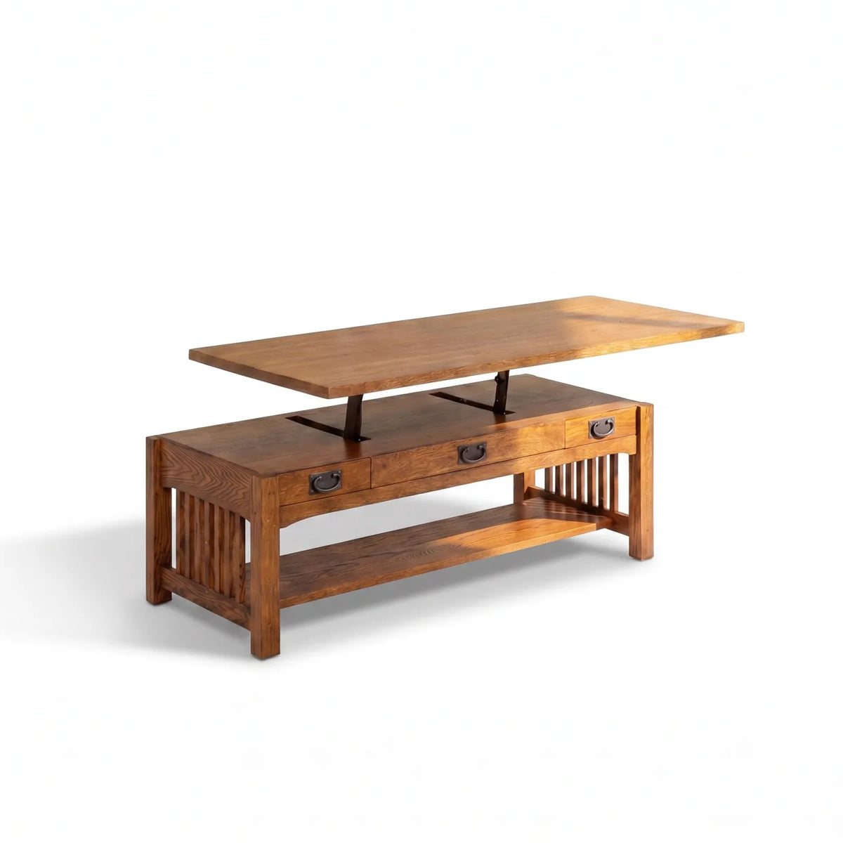 Mission Lift-Top Coffee Table - Antique Brown on a white background