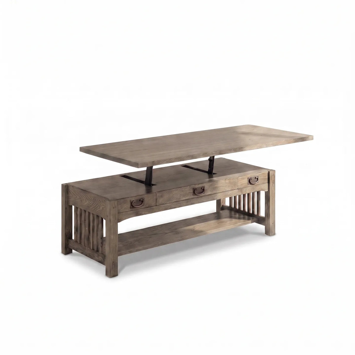 Mission Lift-Top Coffee Table - Stone Gray on a white background