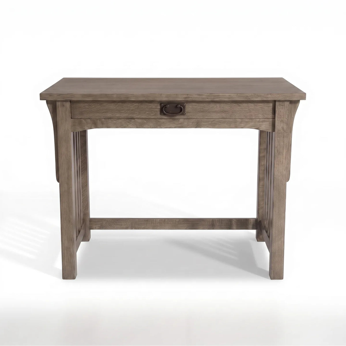 Mission 1-Drawer Desk - Stone Gray on a white background