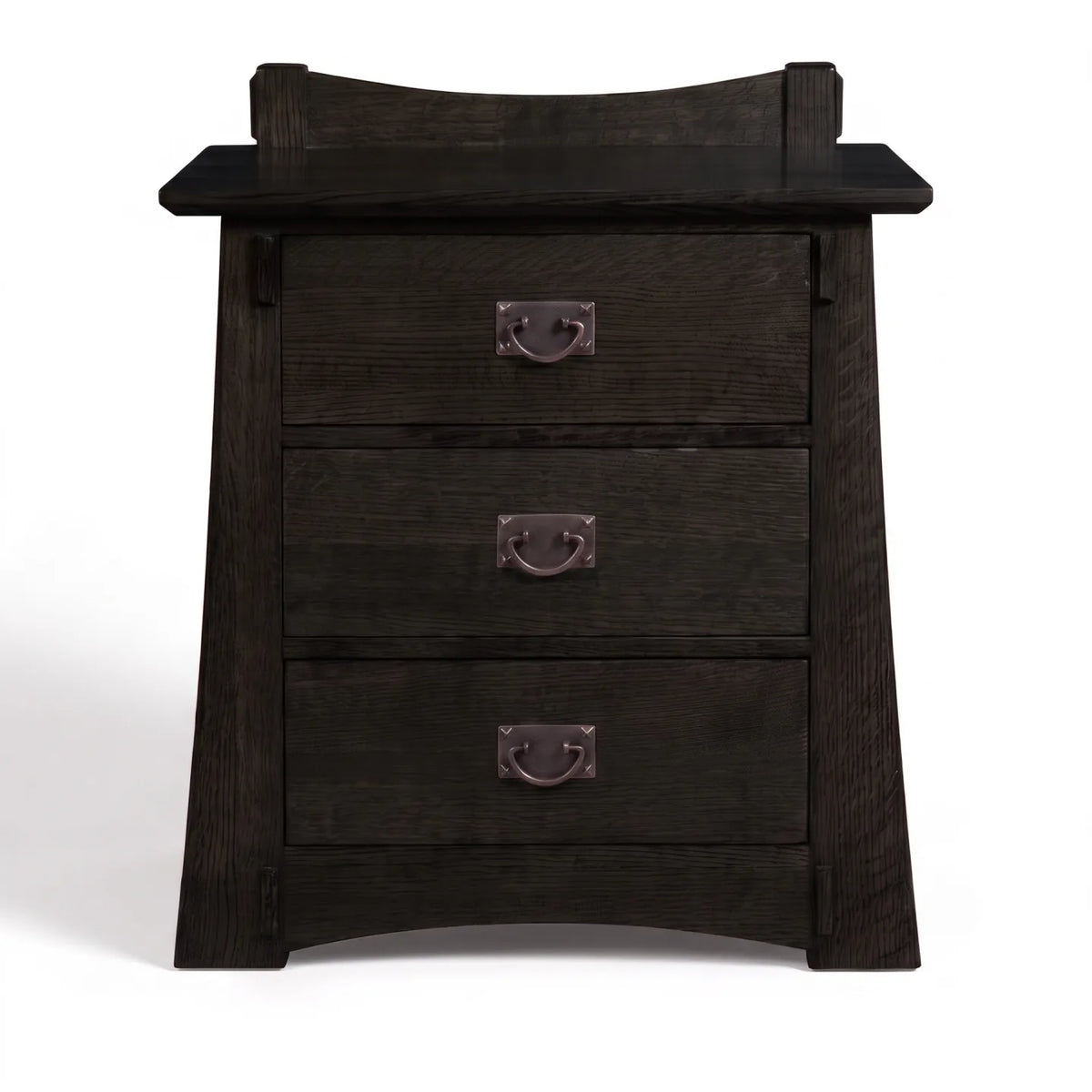 Bungalow 3-Drawer Nightstand - Black on a white background