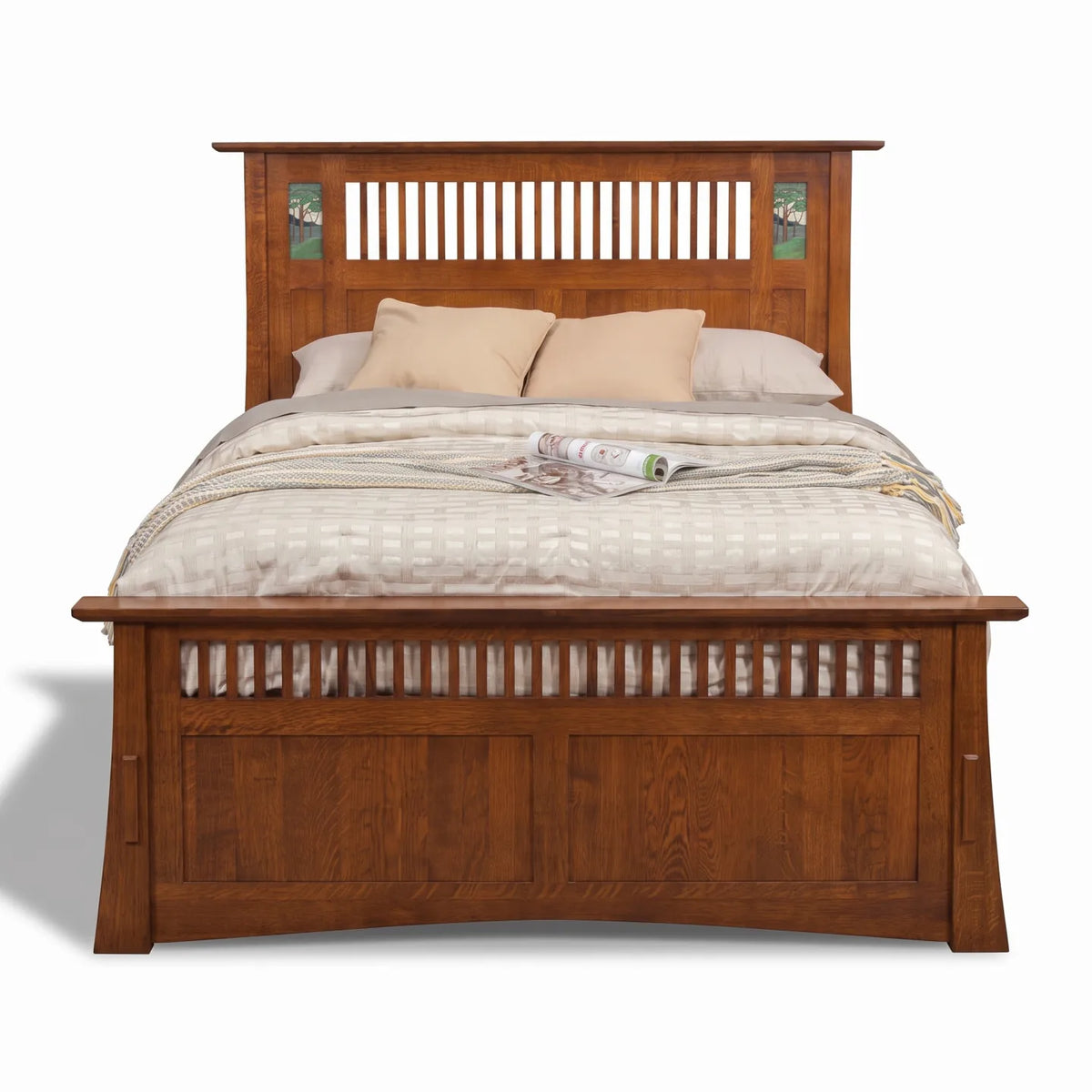 Mosaic Platform Bungalow Bed Frame - Antique Brown on a white background