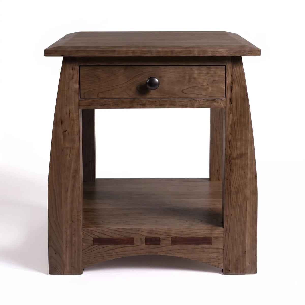 African Inlay End Table - Charcoal on a white background