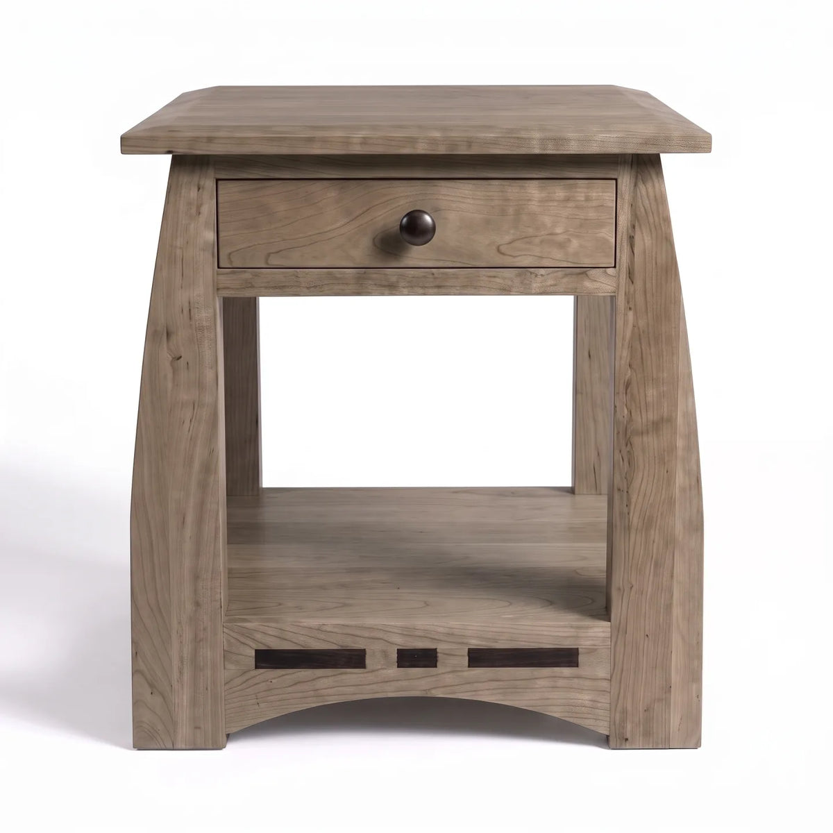 African Inlay End Table - Stone Gray on a white background