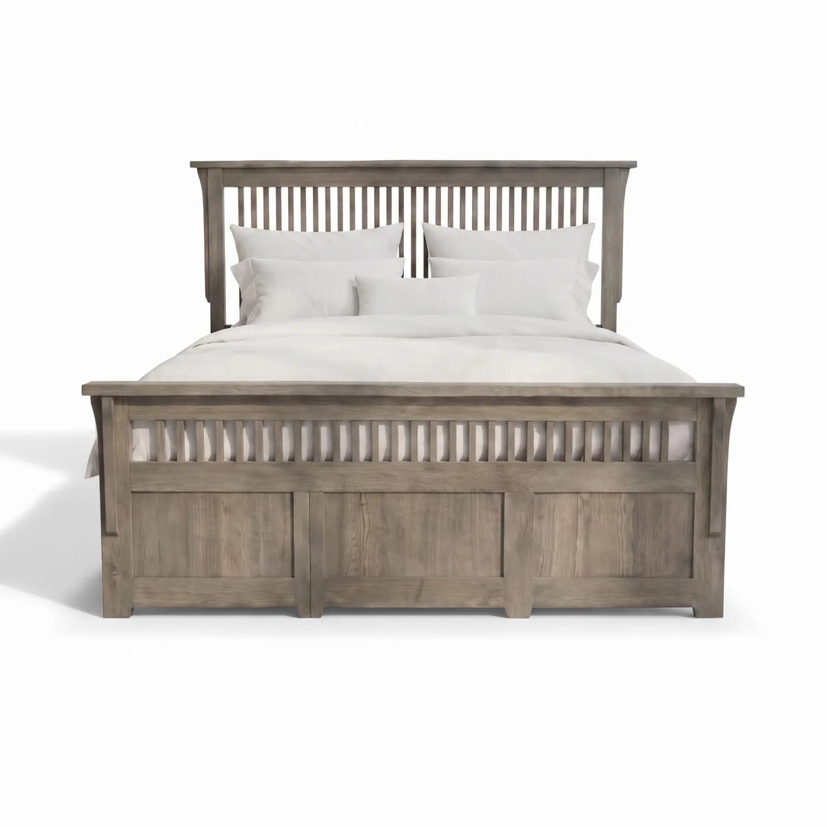 Spindle Platform Bed Frame - Stone Gray on a white background