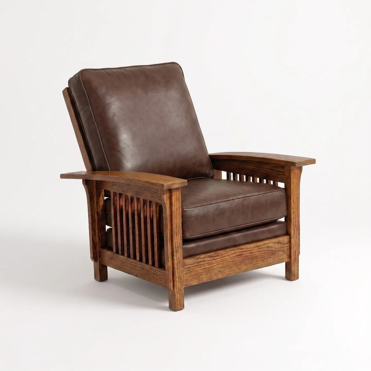 Morris Armchair - Solid Oak on a white background
