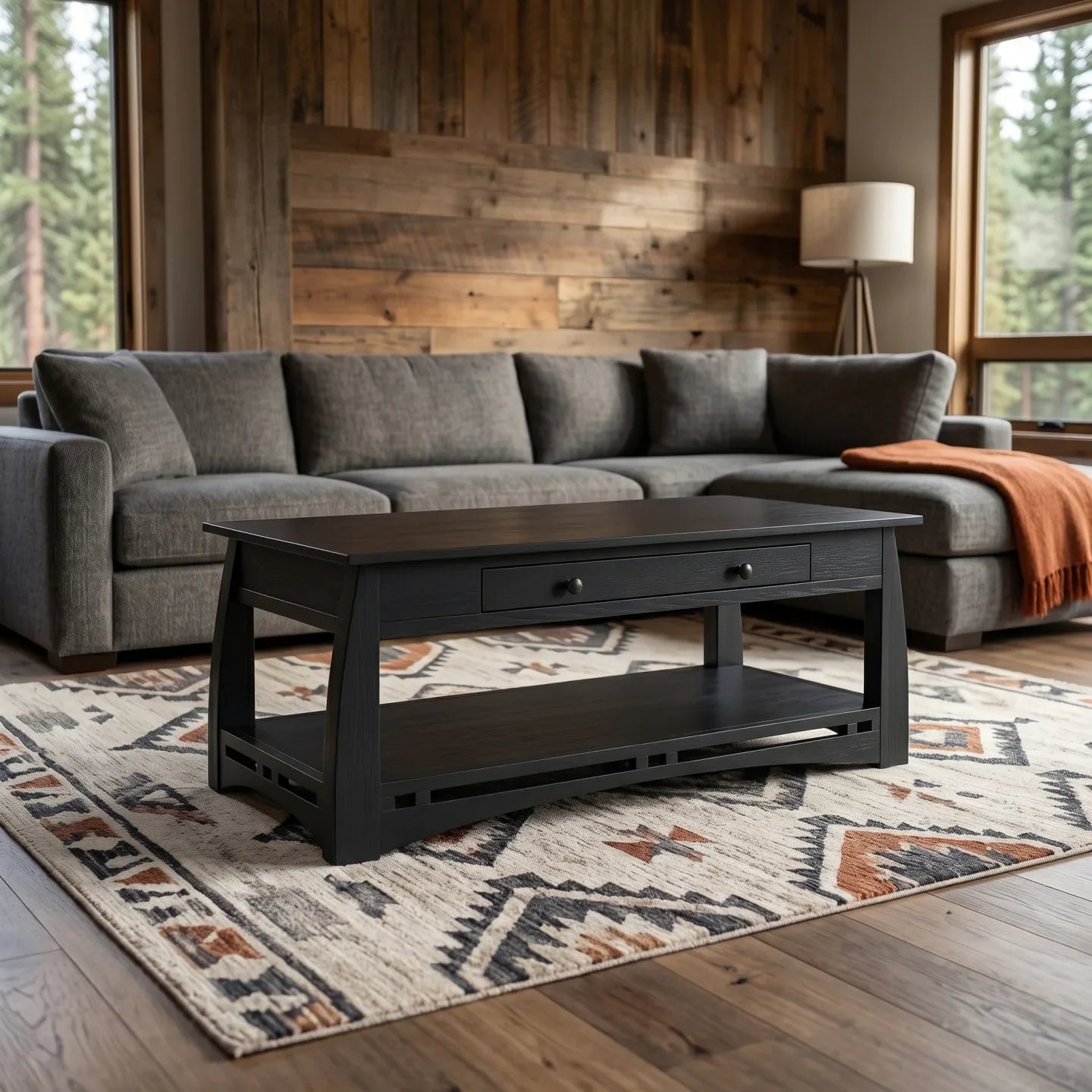 African Inlay Coffee Table - Black