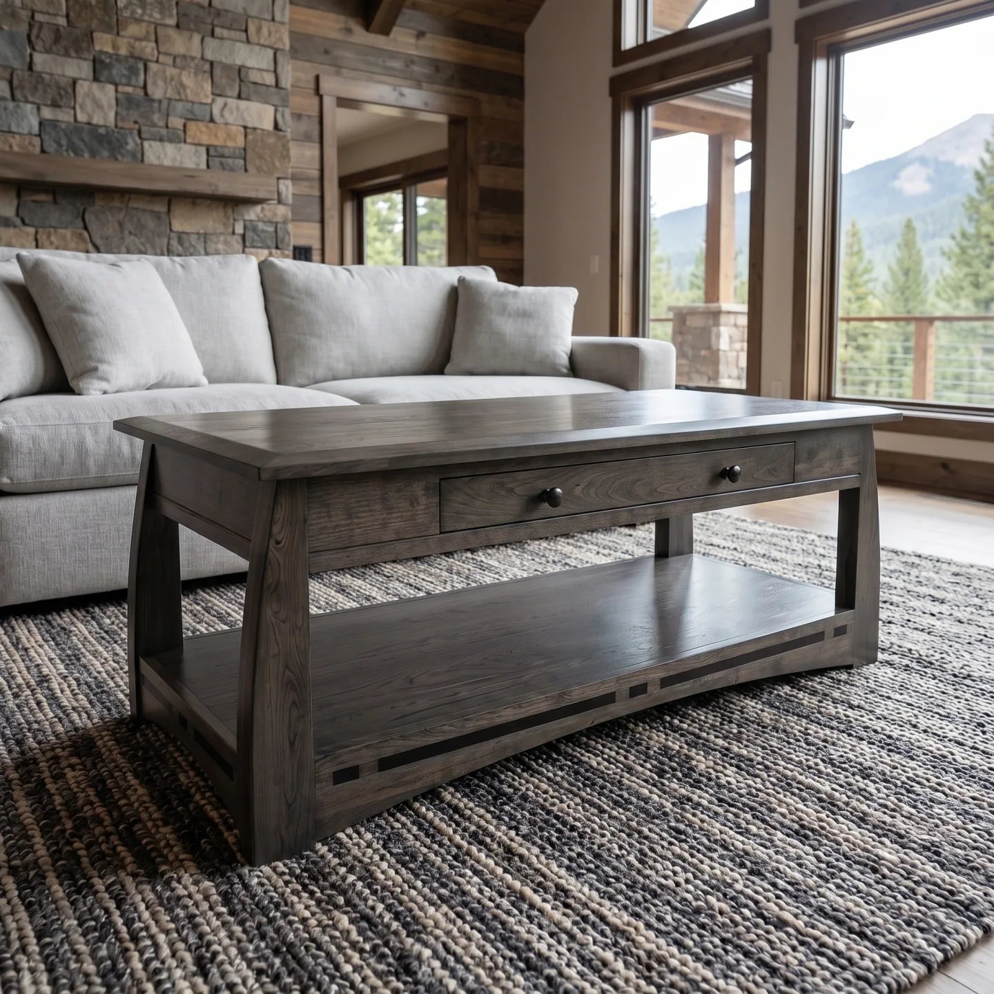 African Inlay Coffee Table - Charcoal