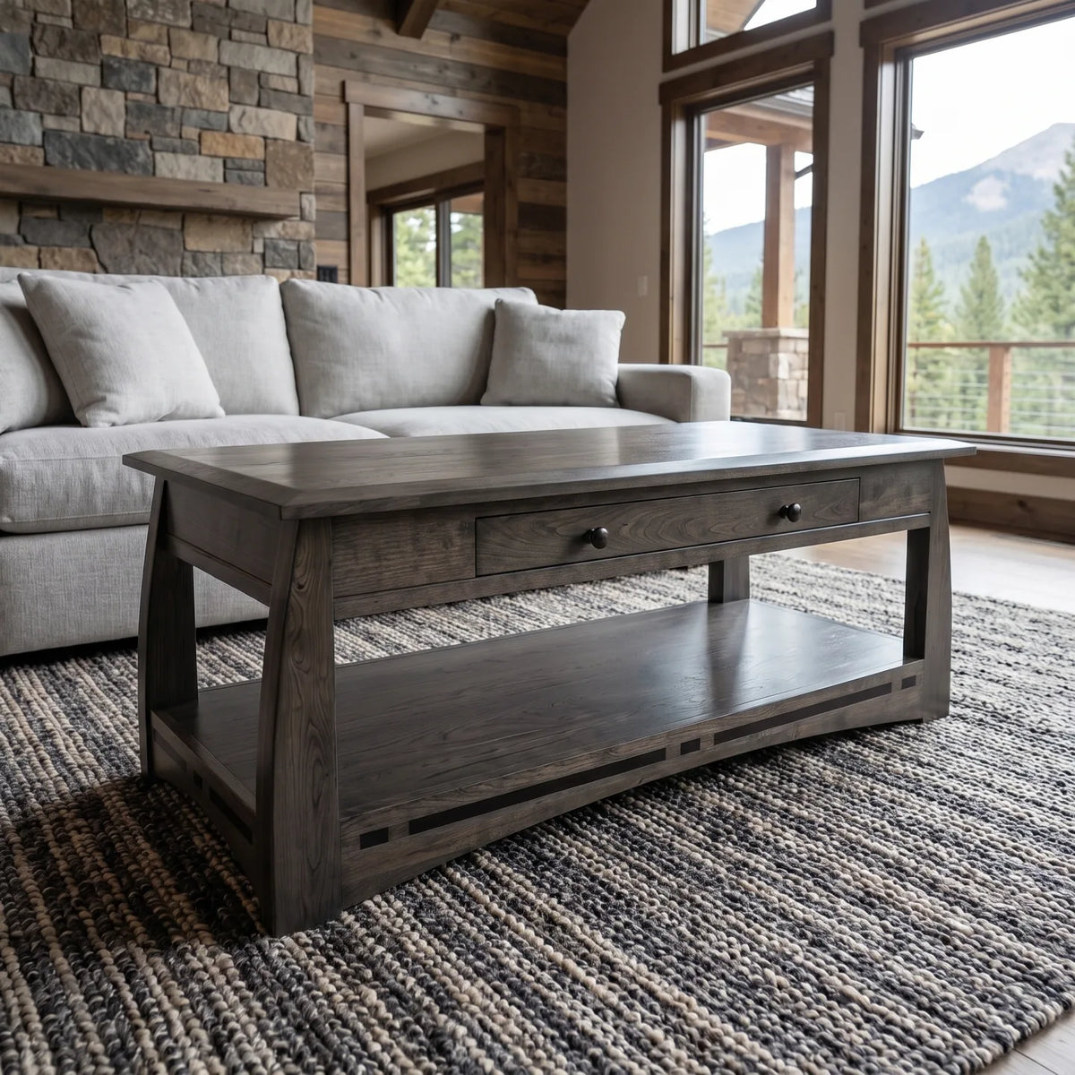 African Inlay Coffee Table - Charcoal