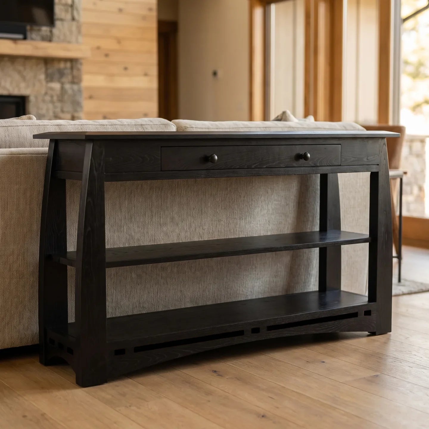 African Inlay Sofa Table - Black
