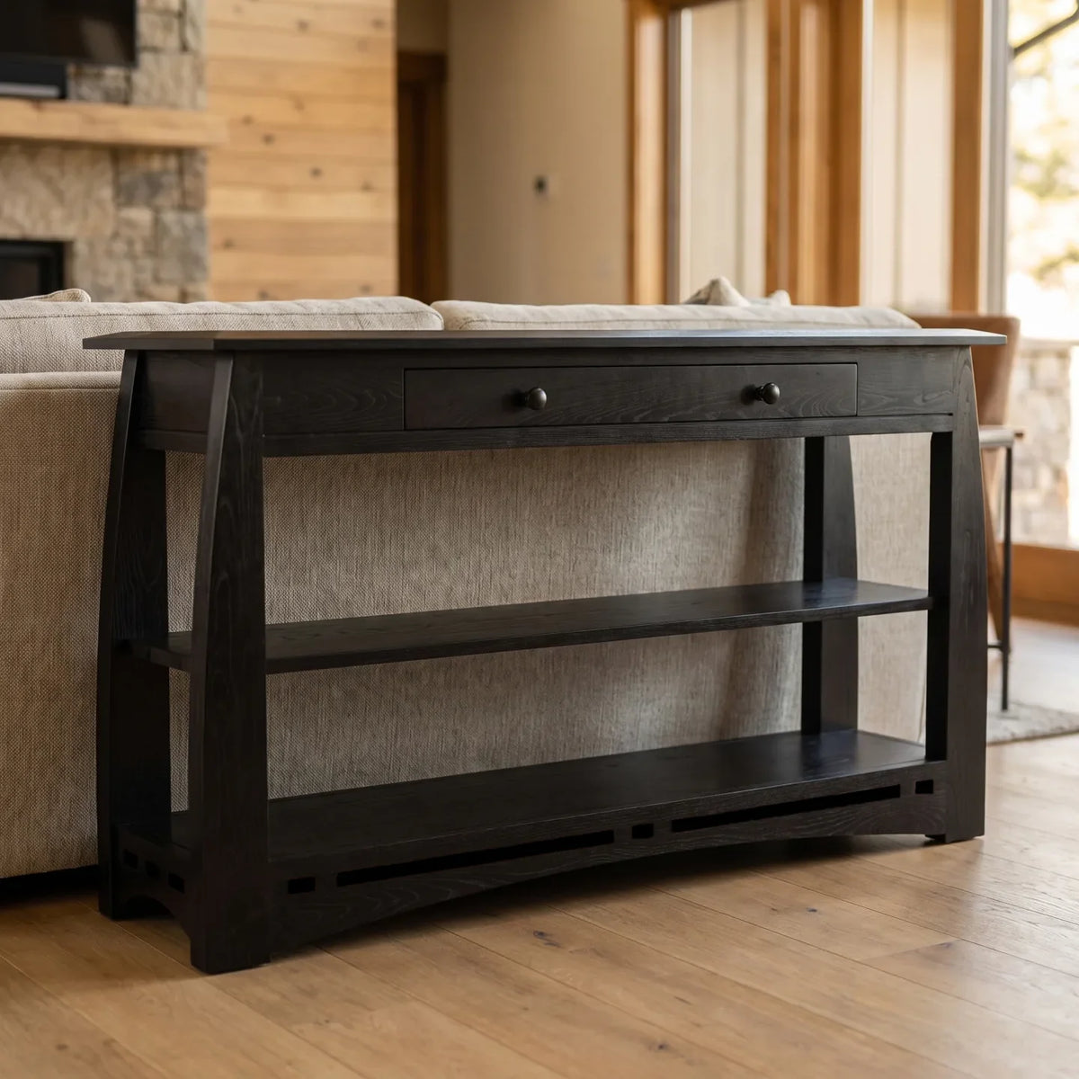 African Inlay Sofa Table - Black