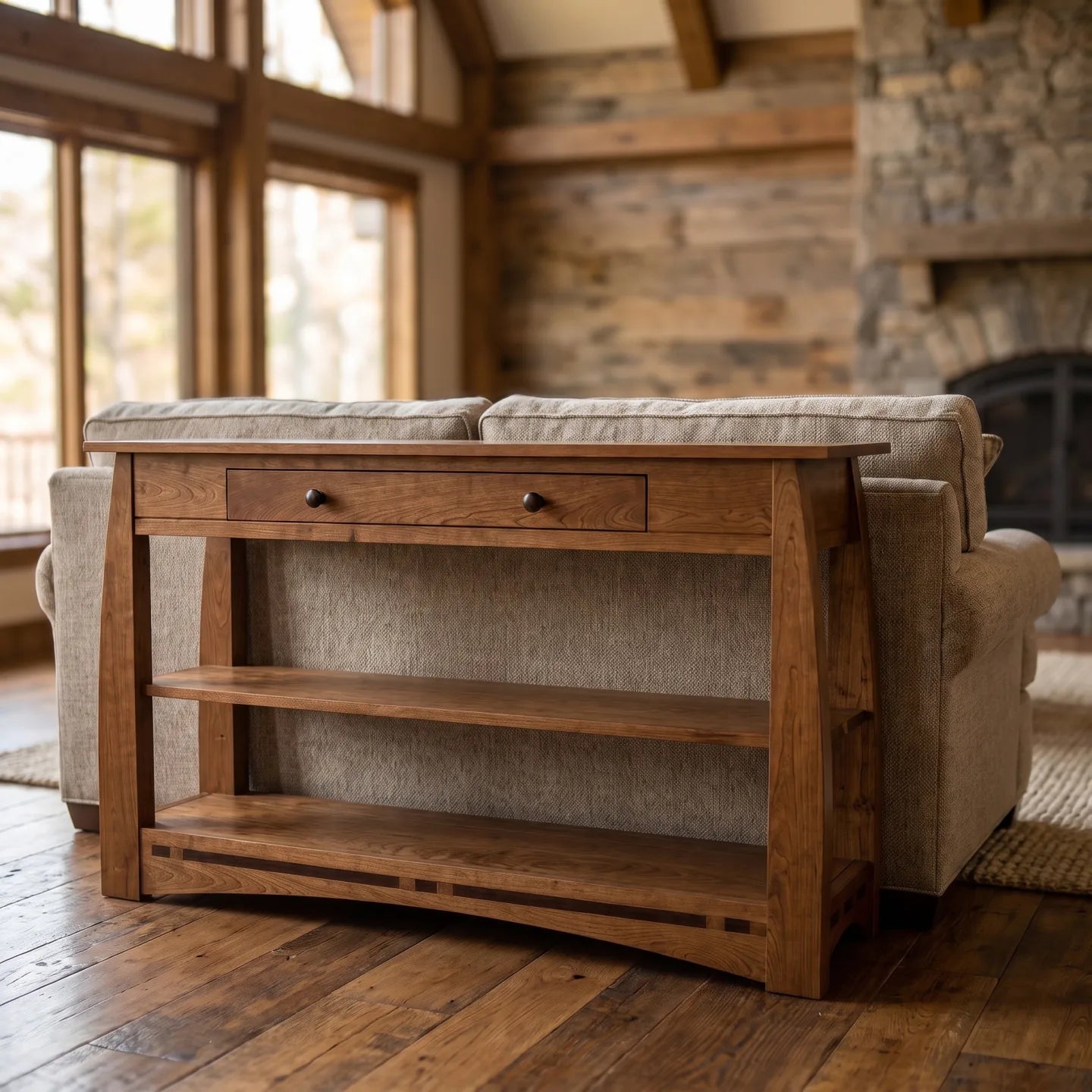 African Inlay Sofa Table - Walnut