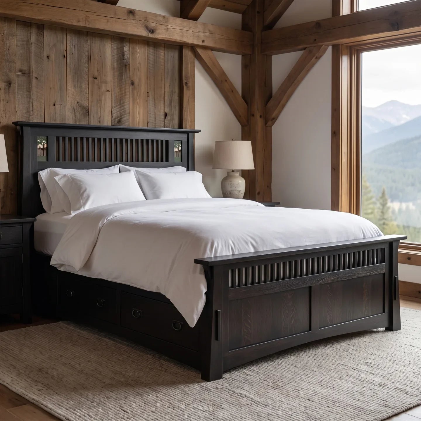 Queen Mosaic Platform Bungalow Bed Frame - Black