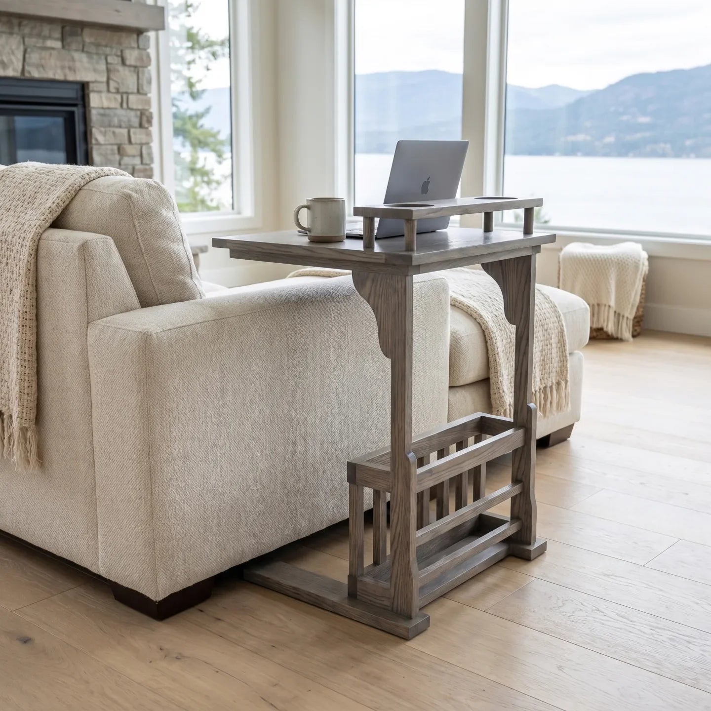 Laptop Sofamate with Cup Holders - Stone Gray