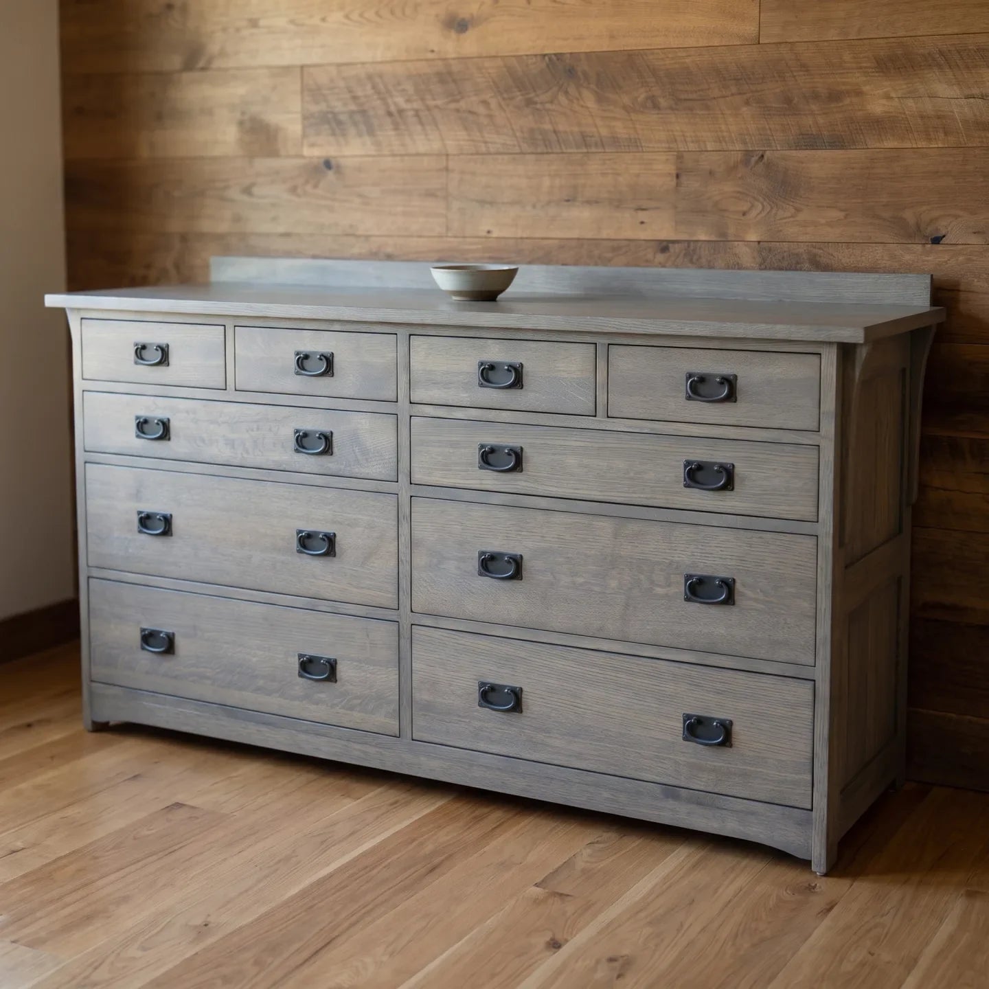 Mission 10-Drawer Dresser - Stone Gray