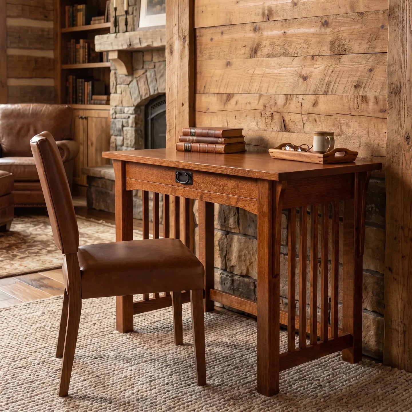 Mission 1-Drawer Desk - Antique Brown