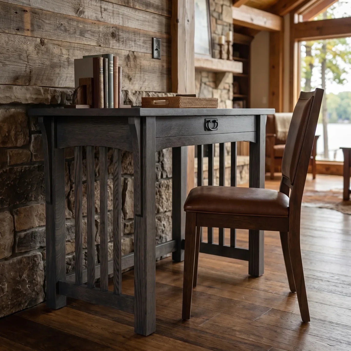 Mission 1-Drawer Desk - Charcoal