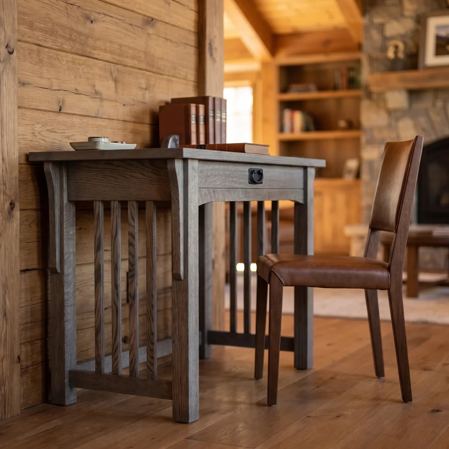 Mission 1-Drawer Desk - Stone Gray