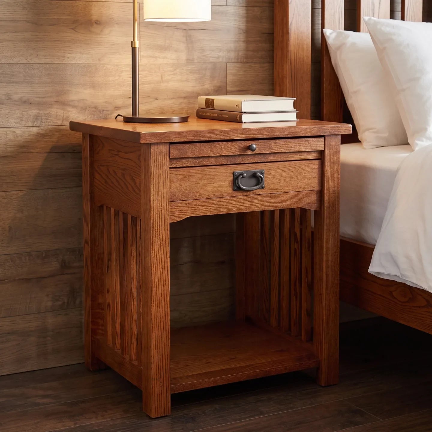 Mission 1-Drawer Tray Nightstand - Antique Brown