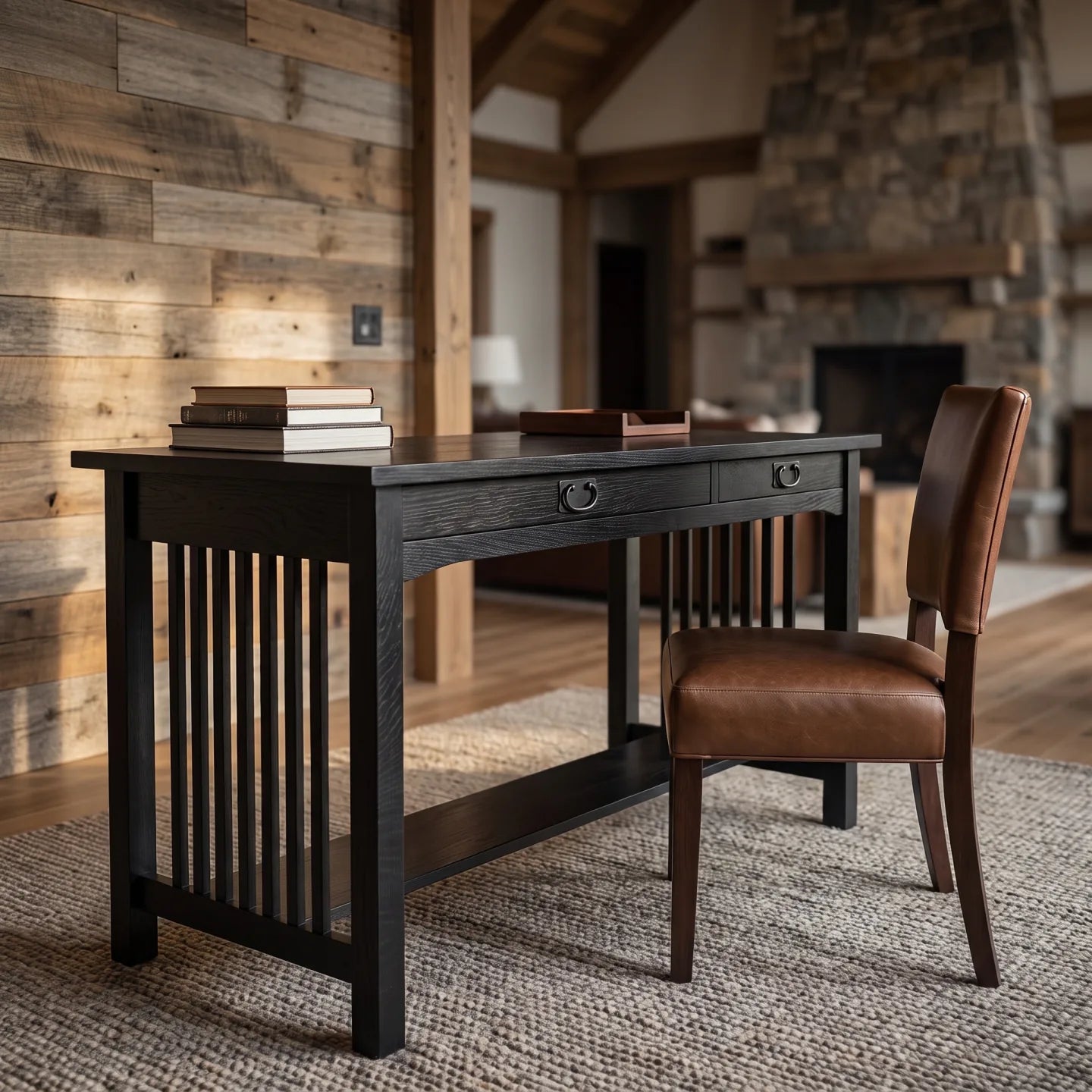 Mission 2-Drawer Desk - Black