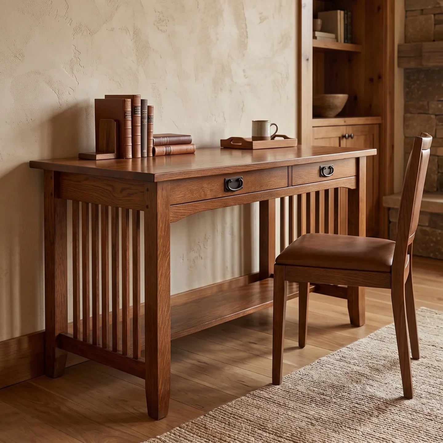Mission 2-Drawer Desk - Walnut