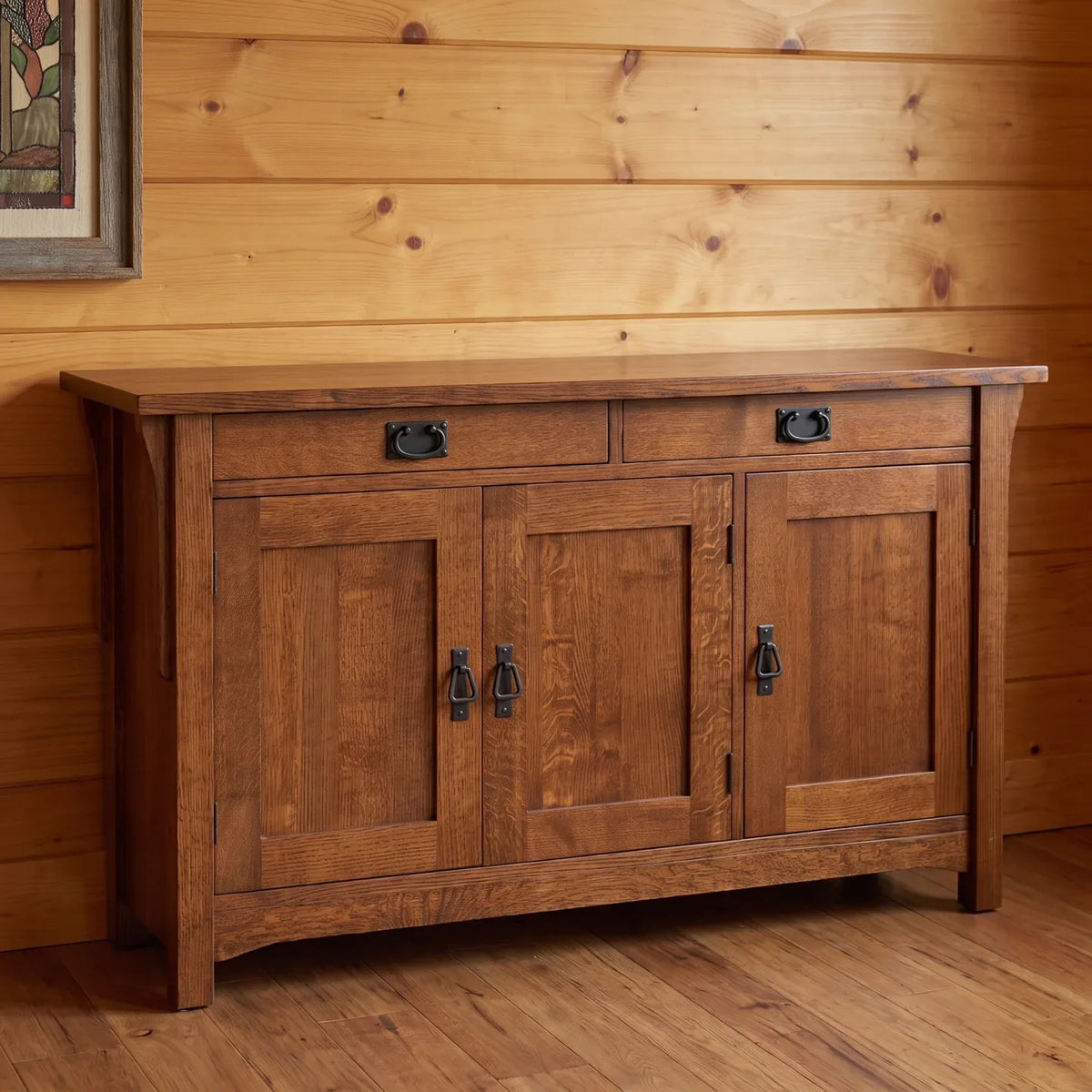 Mission 3-Door Console - Walnut