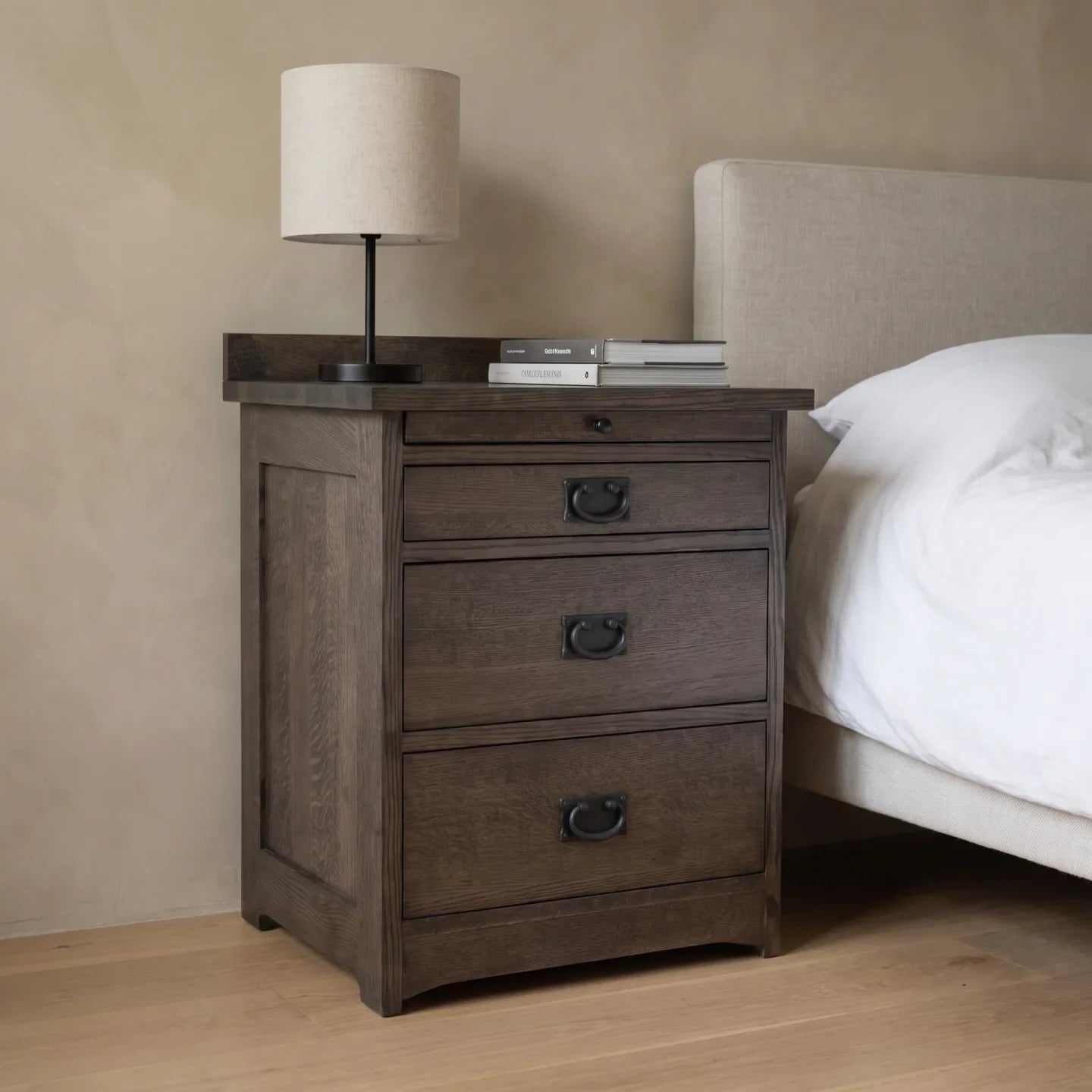 Mission 3-Drawer Tray Nightstand - Charcoal