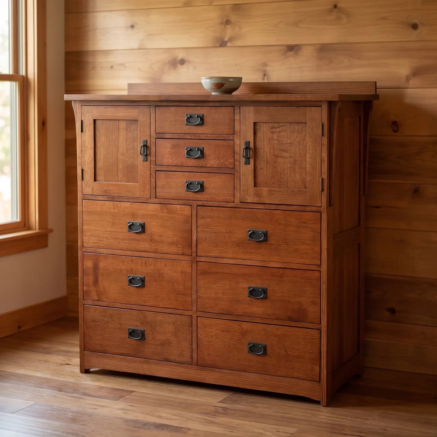 Mission 9-Drawer Bedroom Chest - Antique Brown