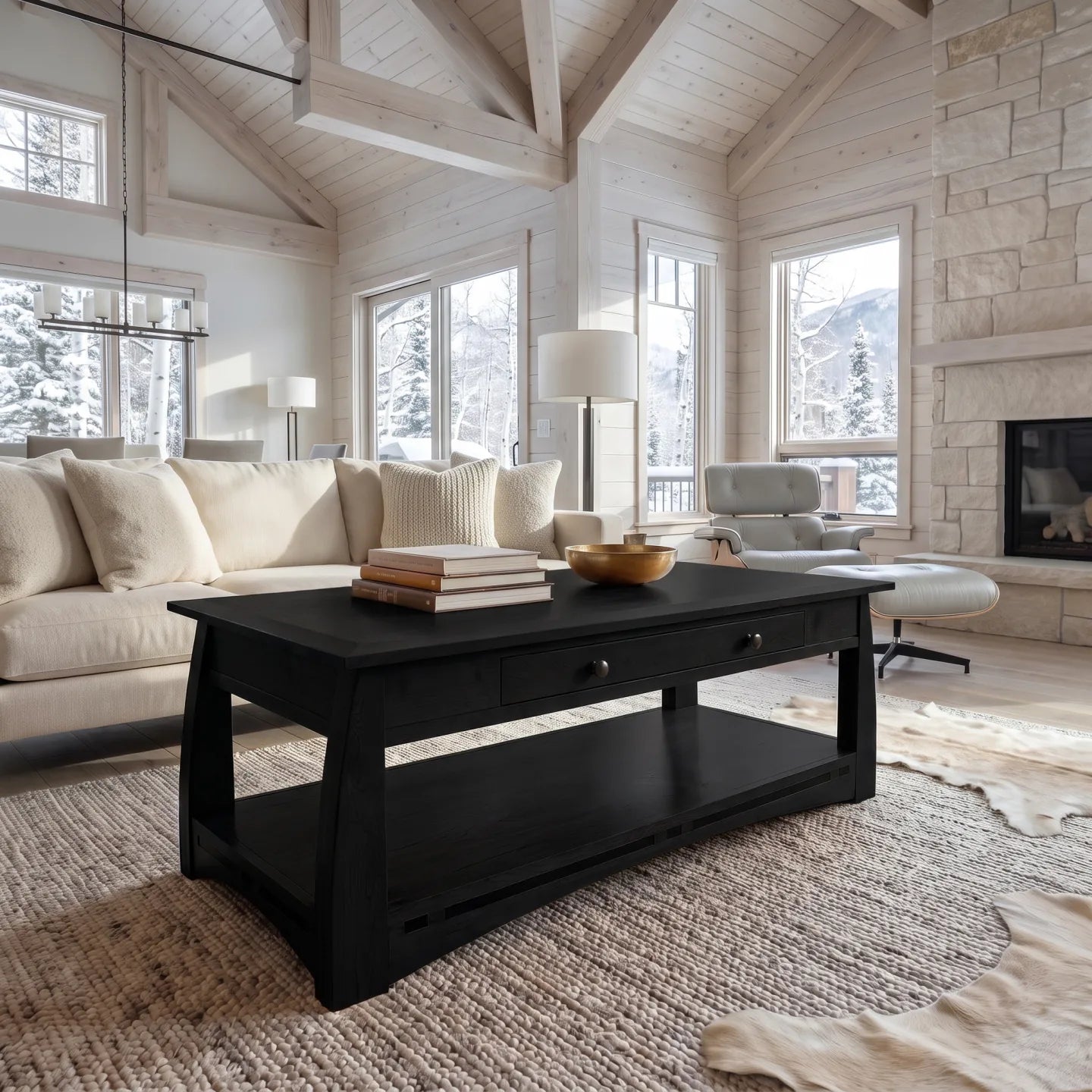 African Inlay Coffee Table - Black
