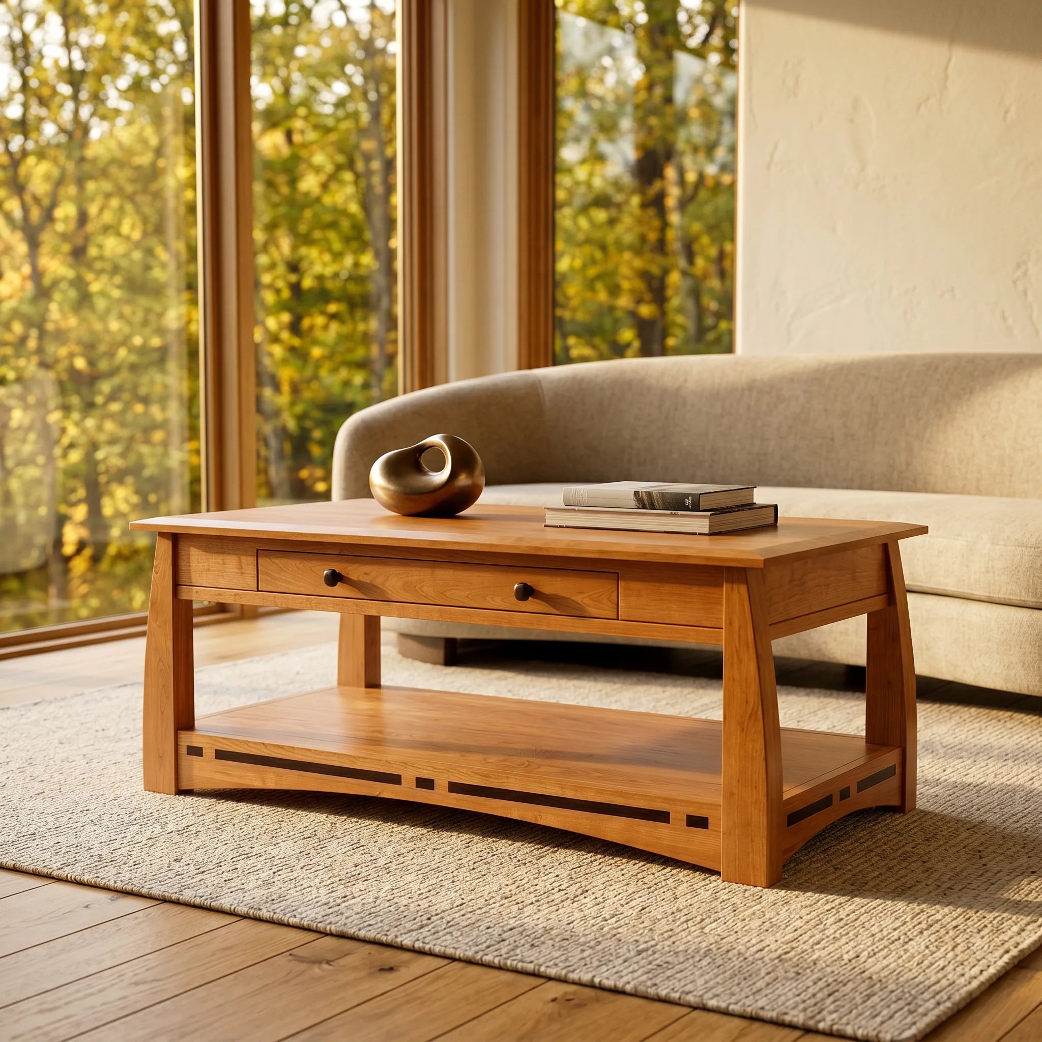 African Inlay Coffee Table - Nutmeg — front view