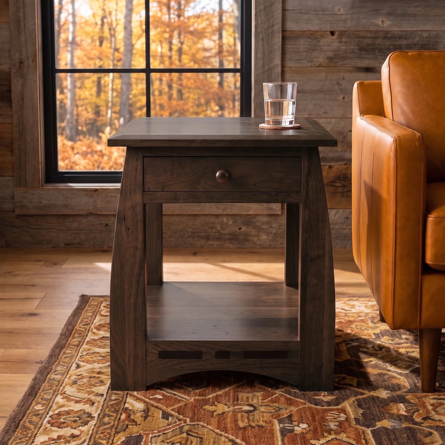 African Inlay End Table - Charcoal