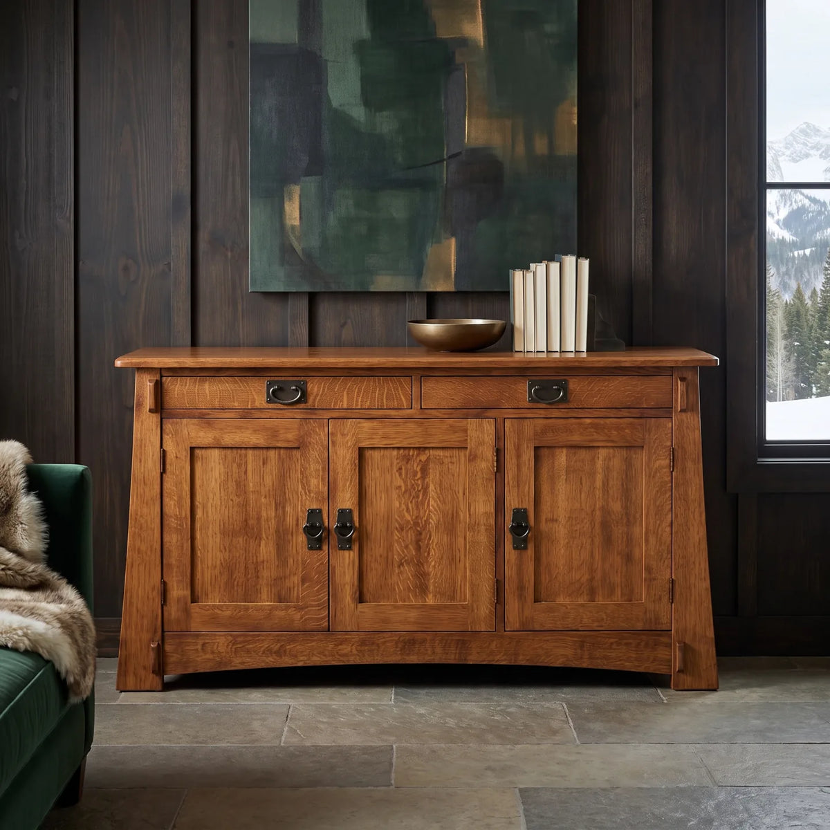 Bungalow 3-Door Console - Antique Brown