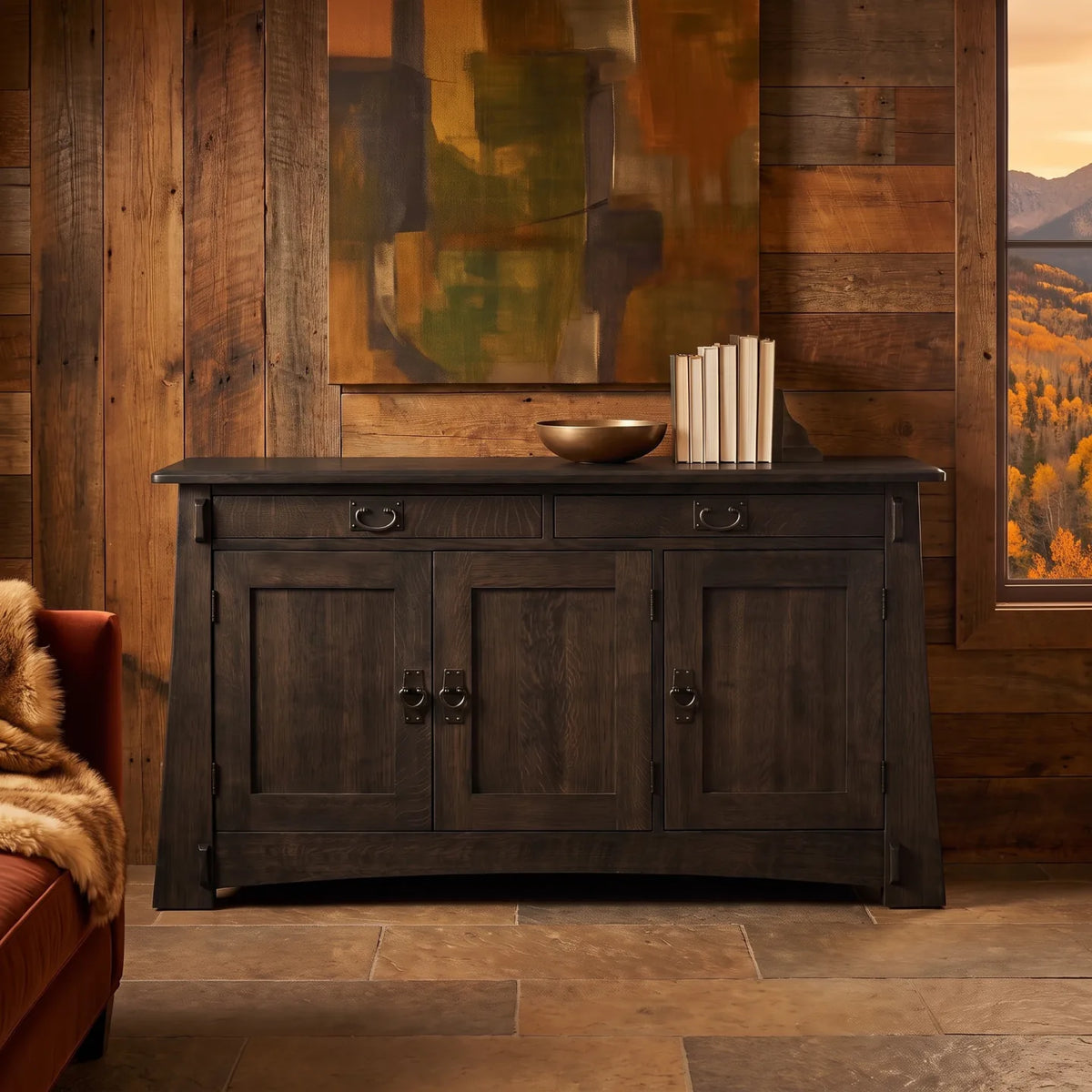 Bungalow 3-Door Console - Charcoal