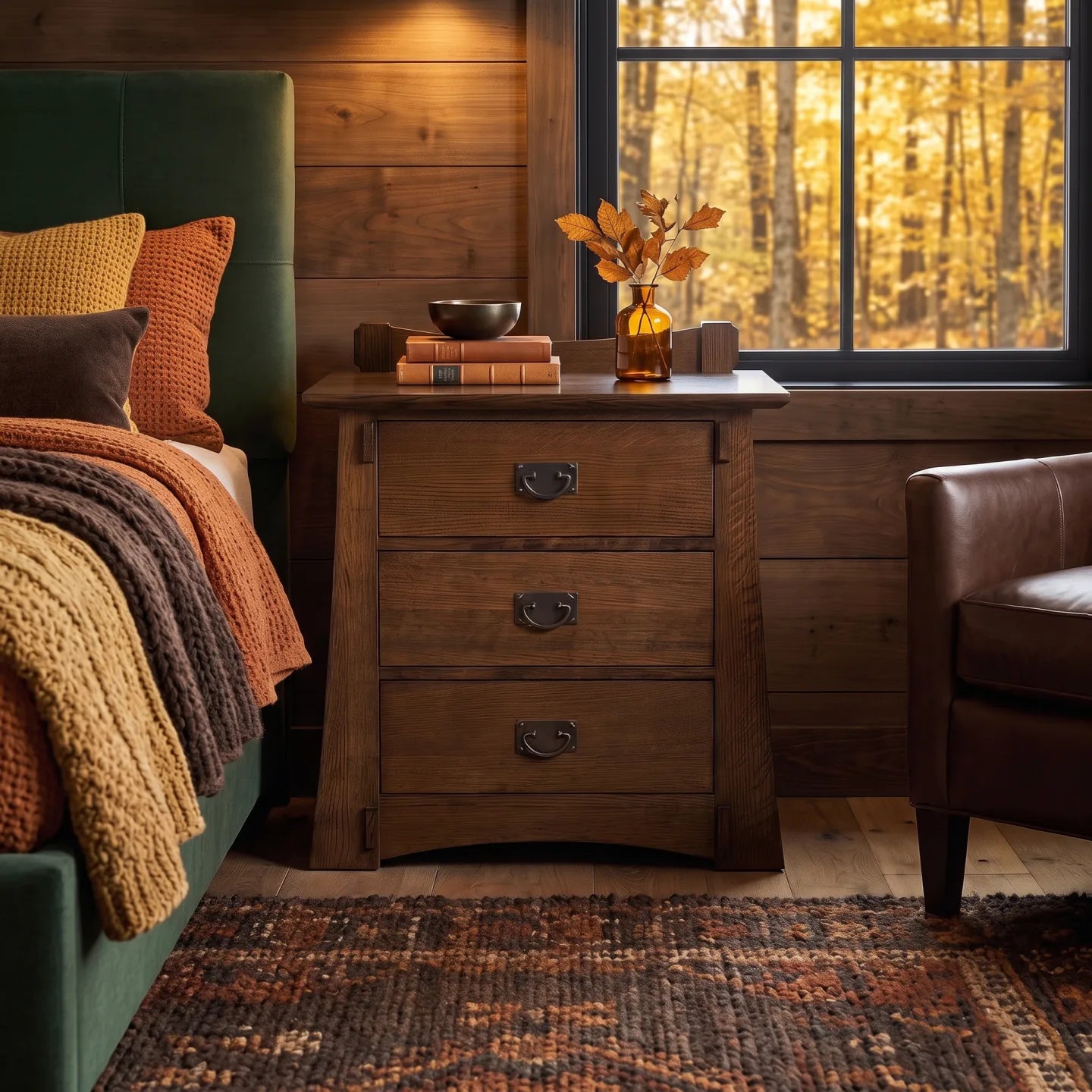 Bungalow 3-Drawer Nightstand - Walnut