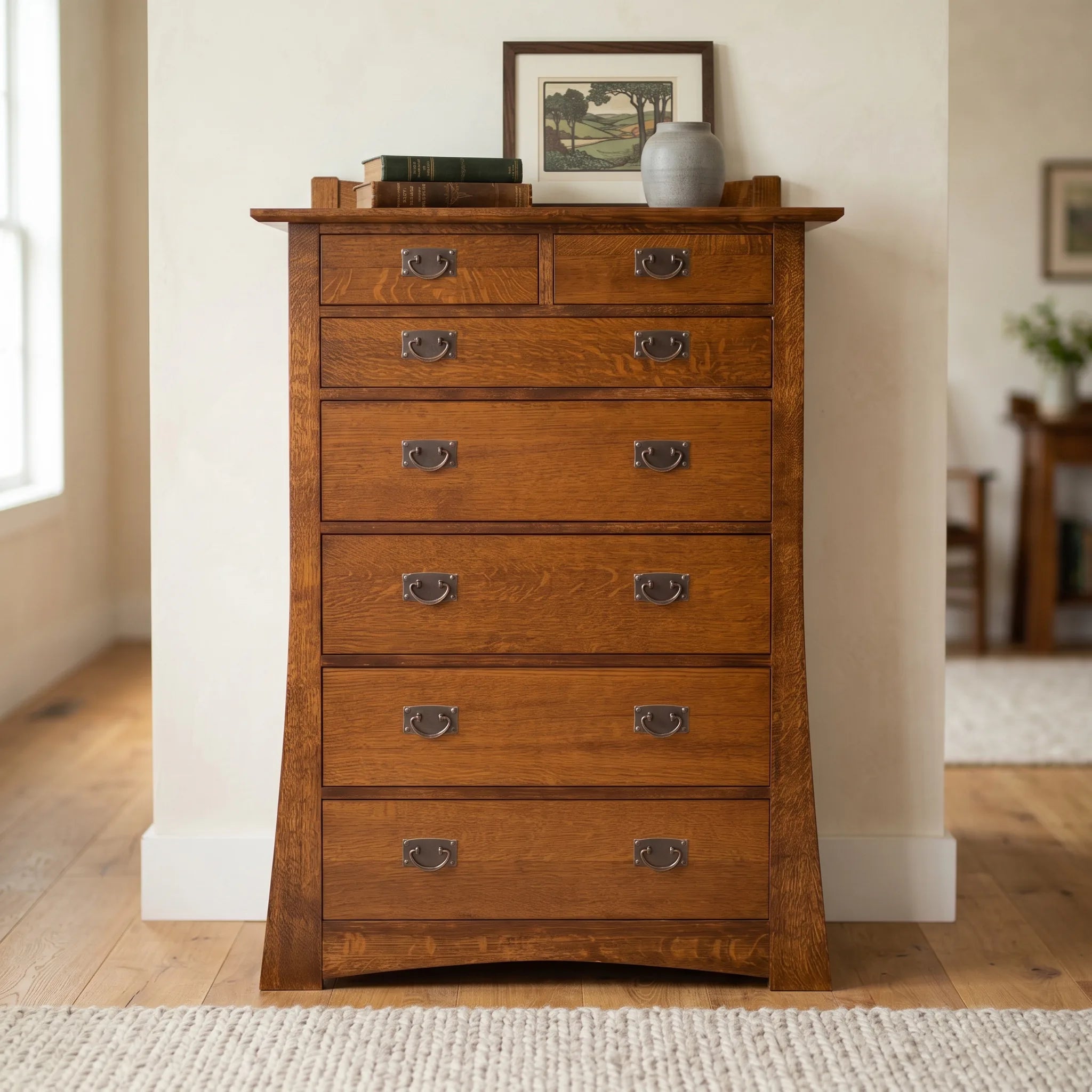 Bungalow 7-Drawer Bedroom Chest - Solid Oak — front view
