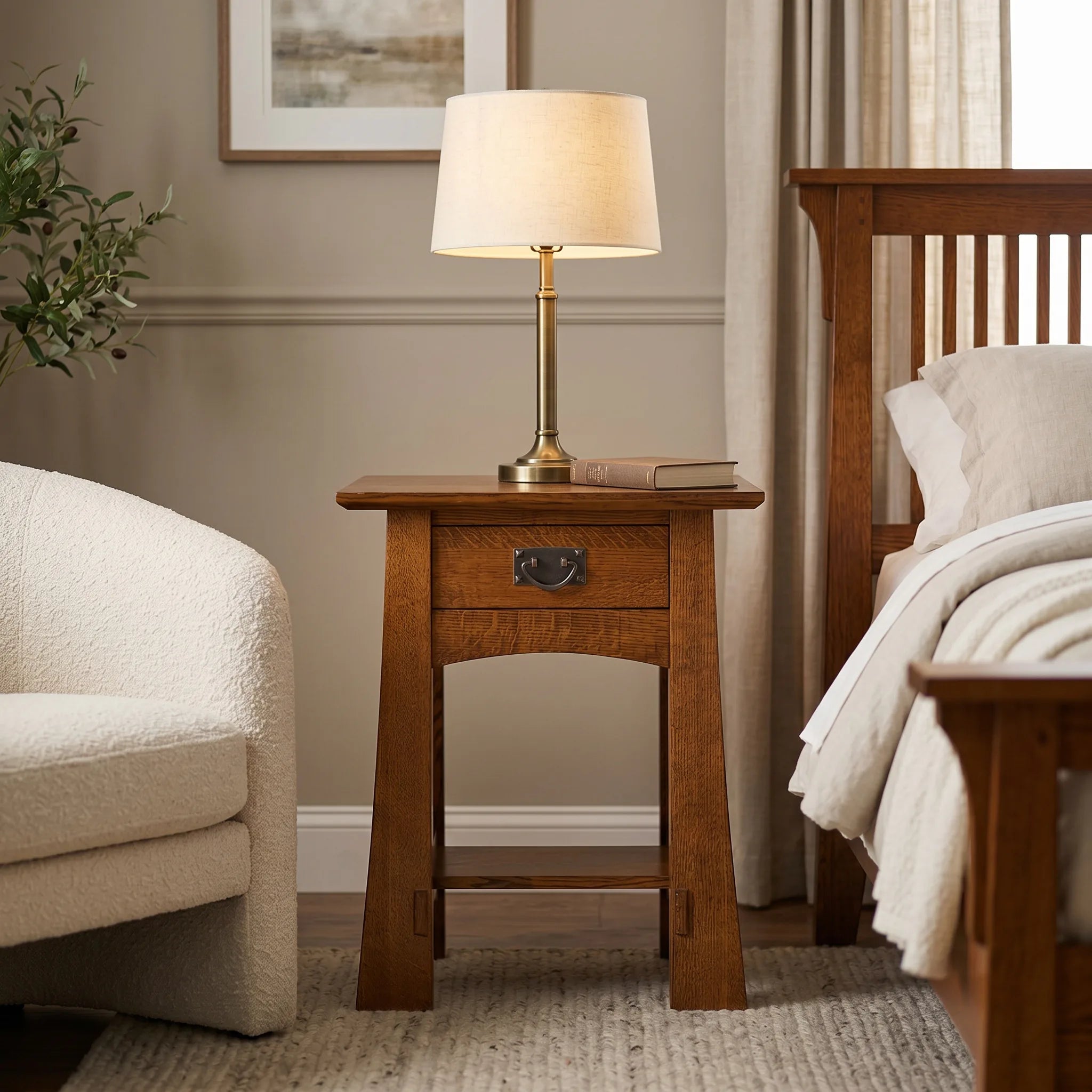 Bungalow Spacesaver Single Drawer Nightstand - Solid Oak — front view