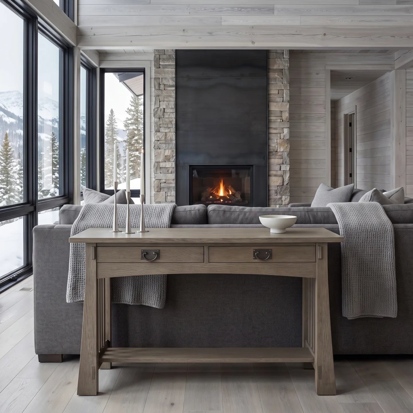 Bungalow Sofa Table - Stone Gray