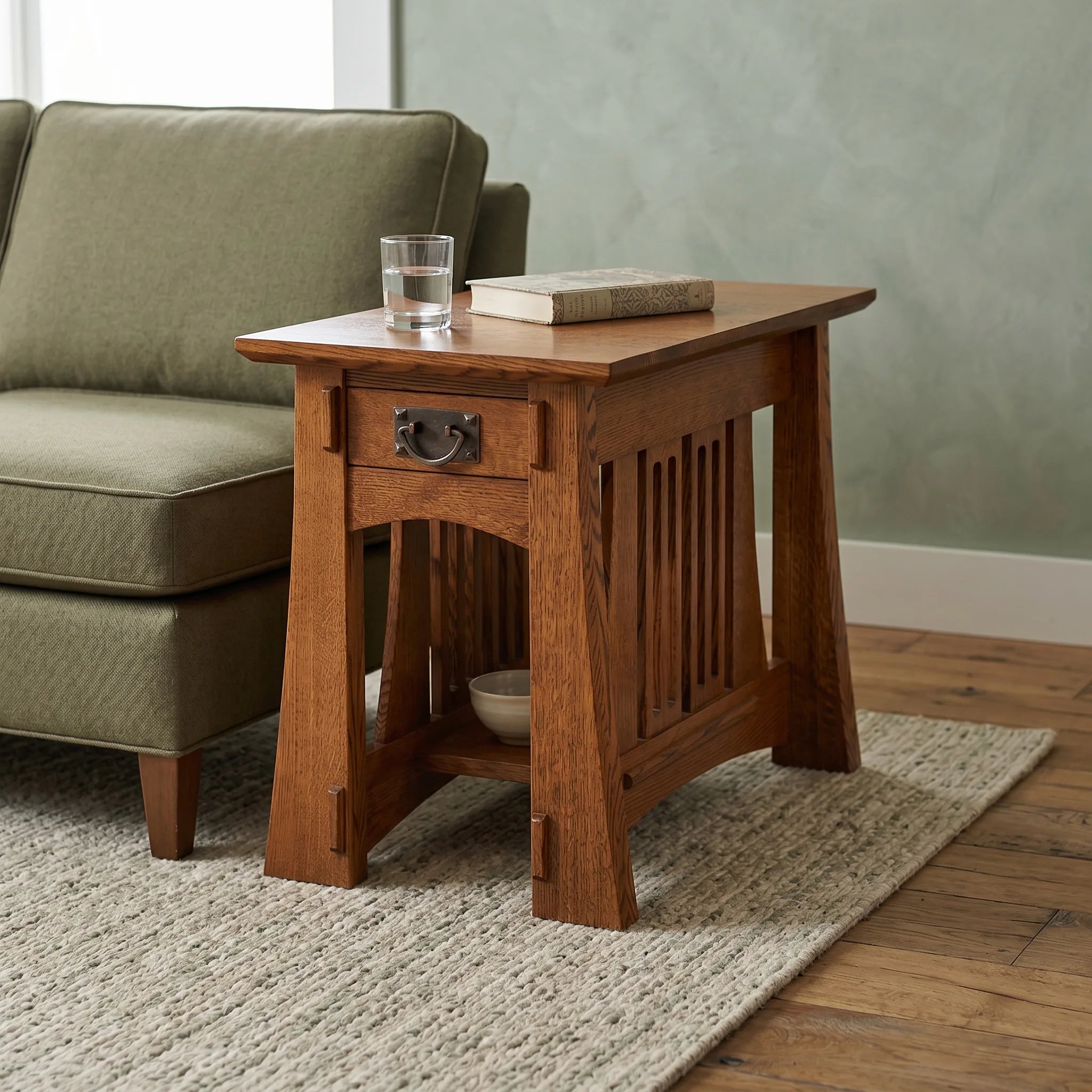 Bungalow Spacesaver End Table - Solid Oak — front view