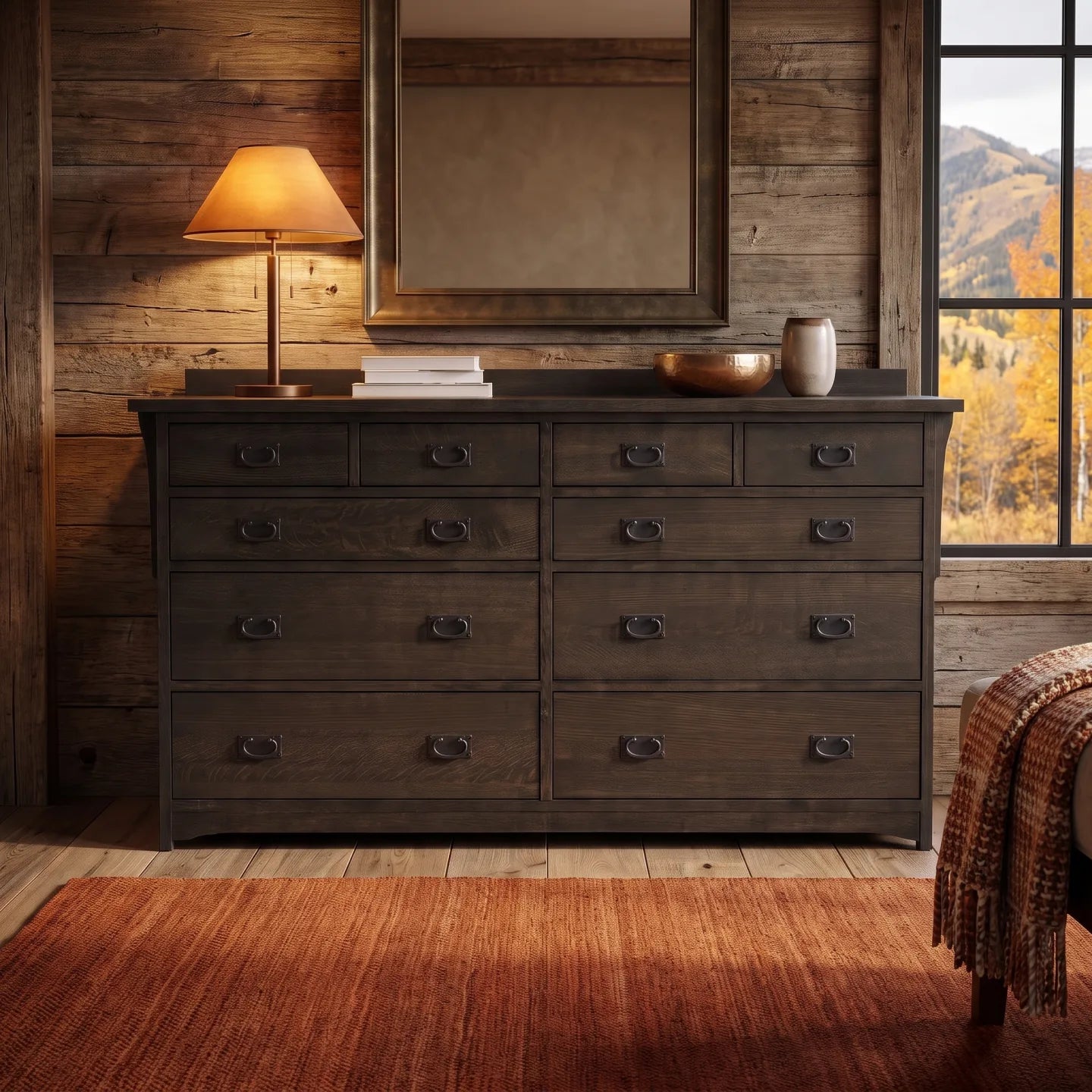 Mission 10-Drawer Dresser - Charcoal