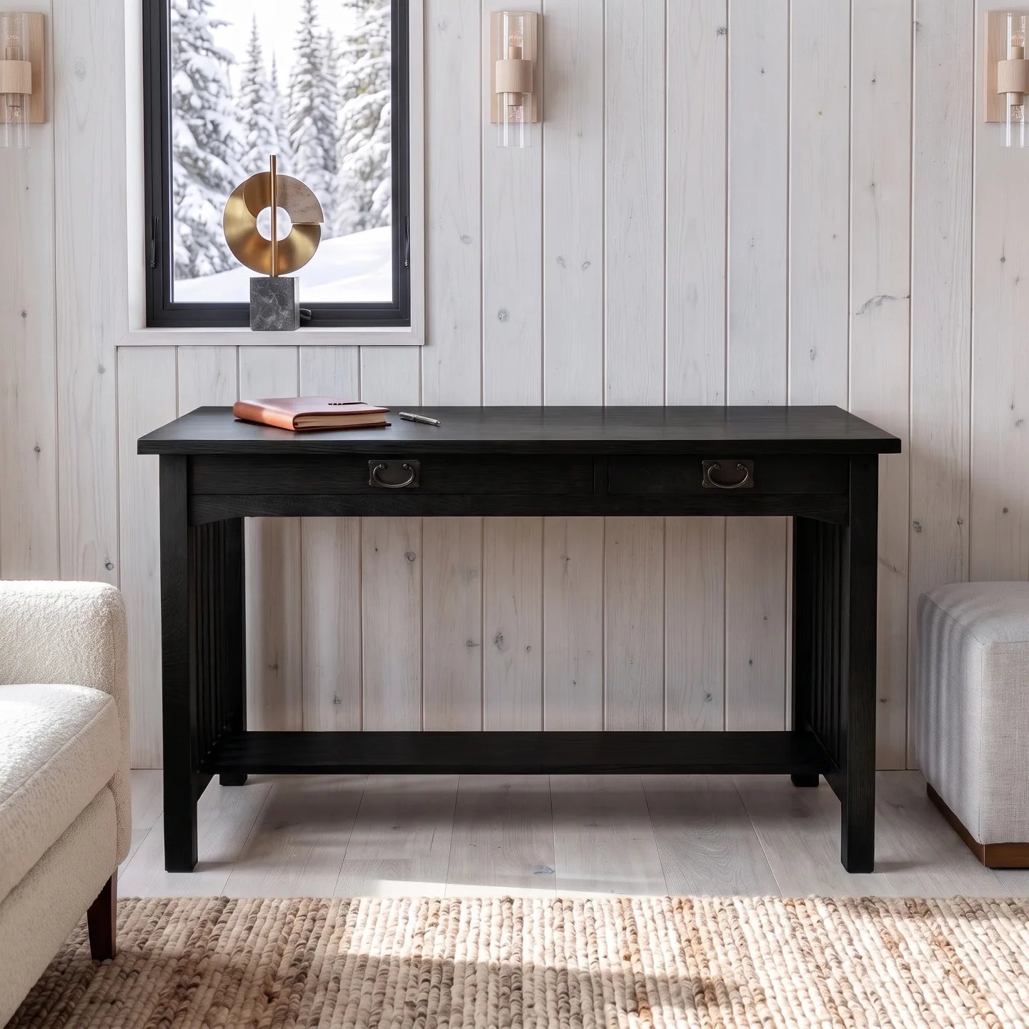 Mission 2-Drawer Desk - Black
