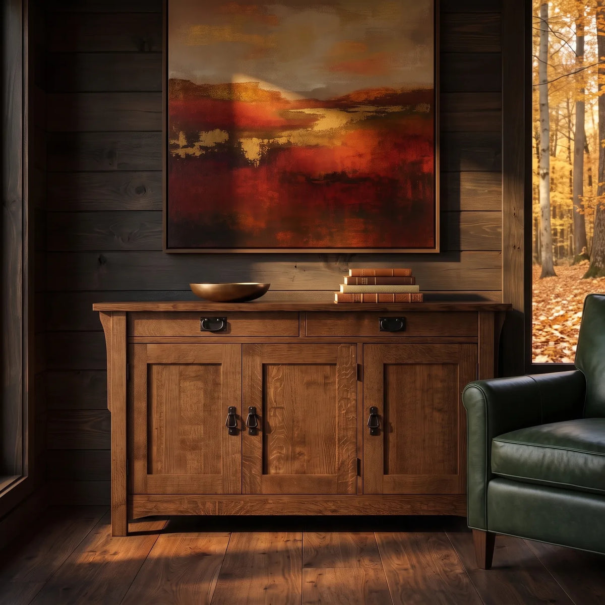 Mission 3-Door Console - Walnut