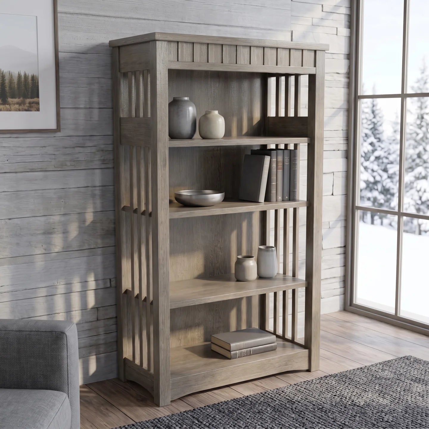 48" Bookcase - Stone Gray