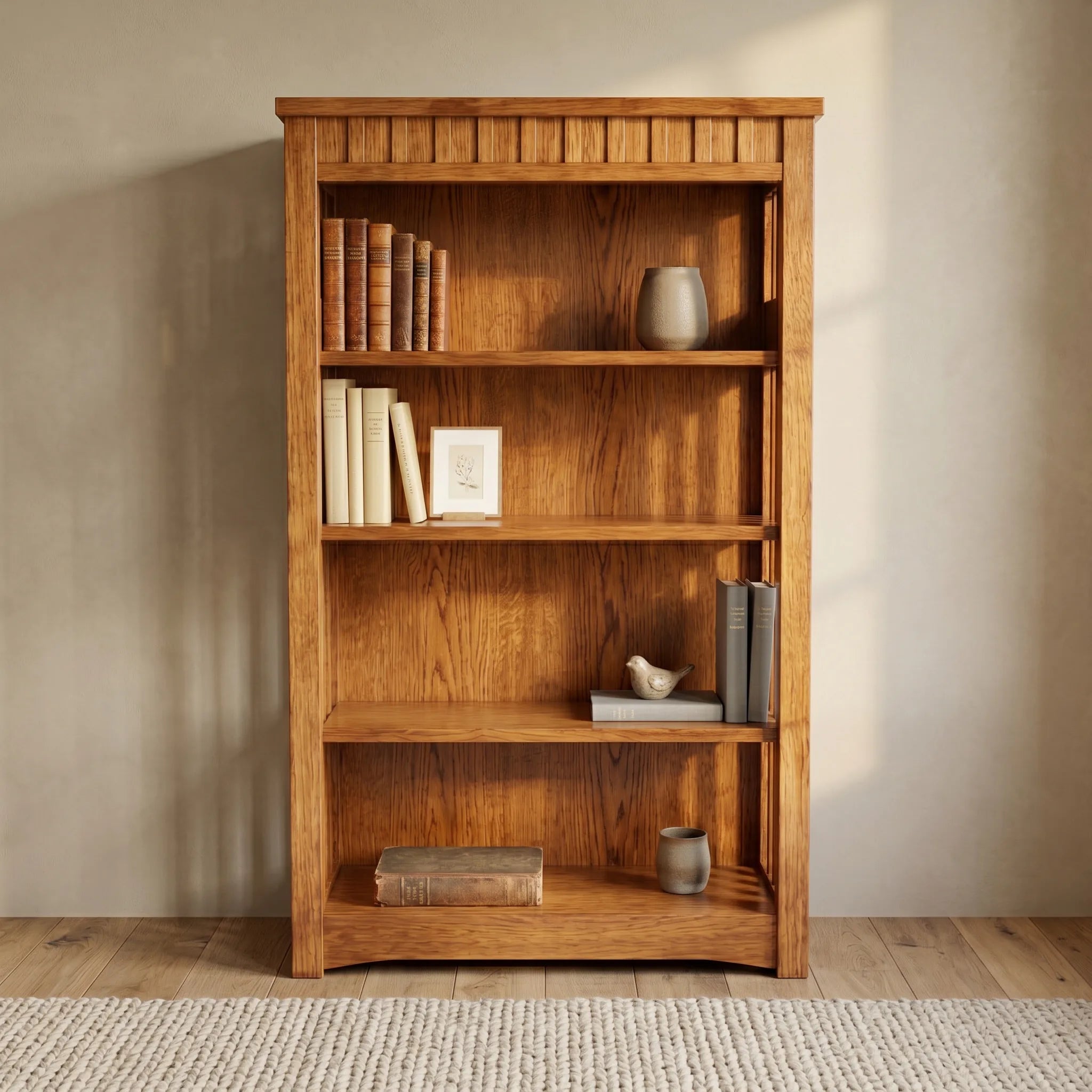 48" Bookcase - Solid Oak — front view