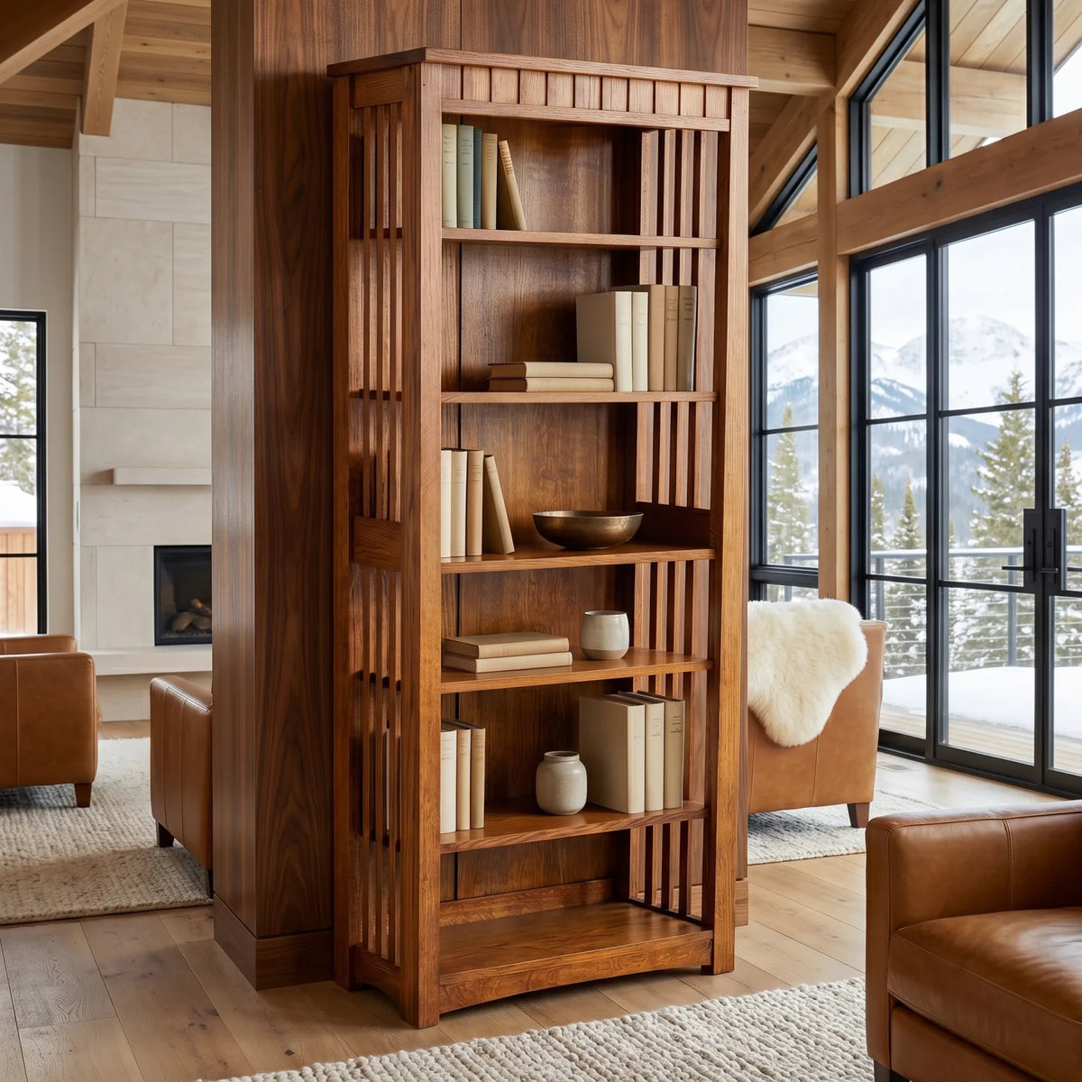 72" Bookcase - Antique Brown