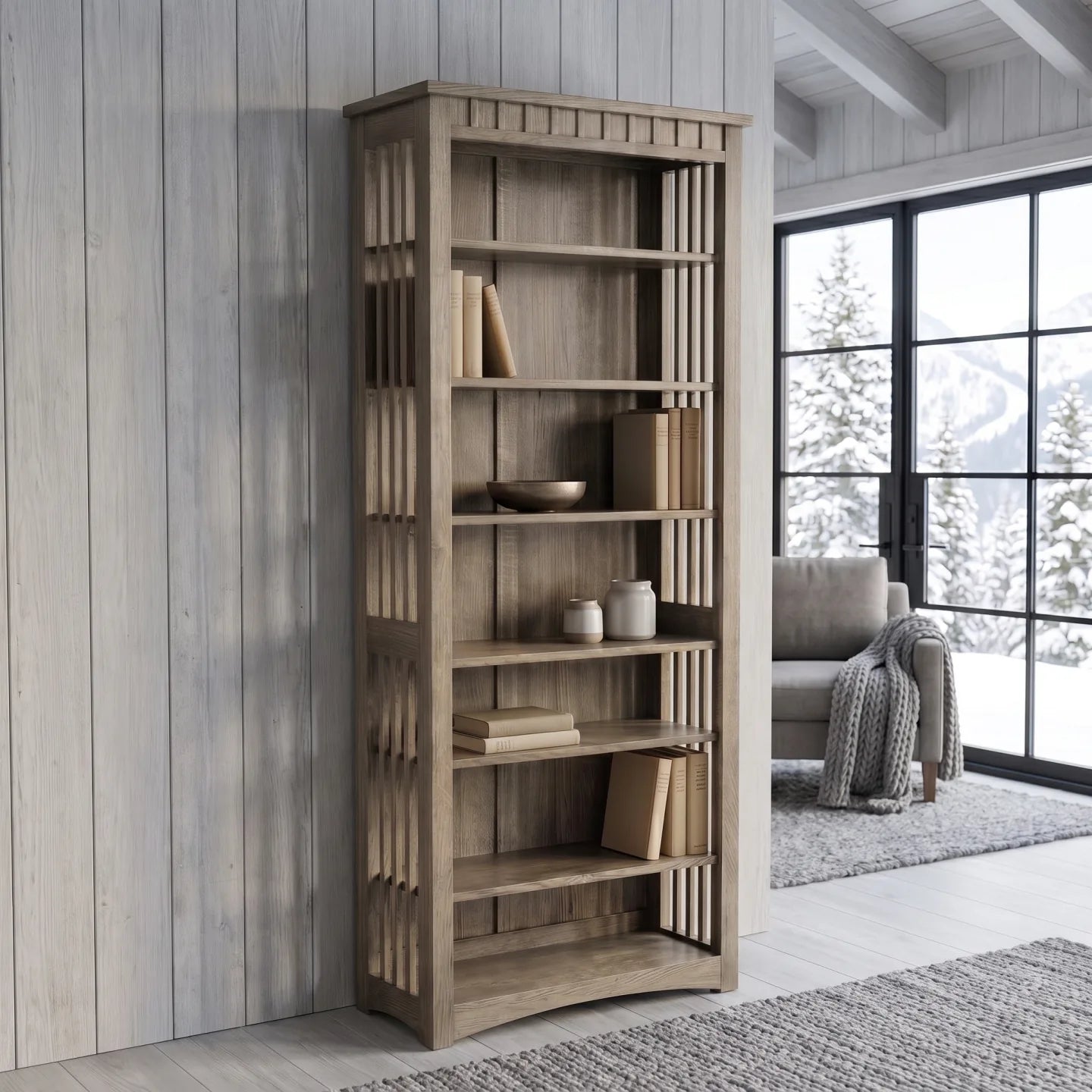 84" Bookcase - Stone Gray