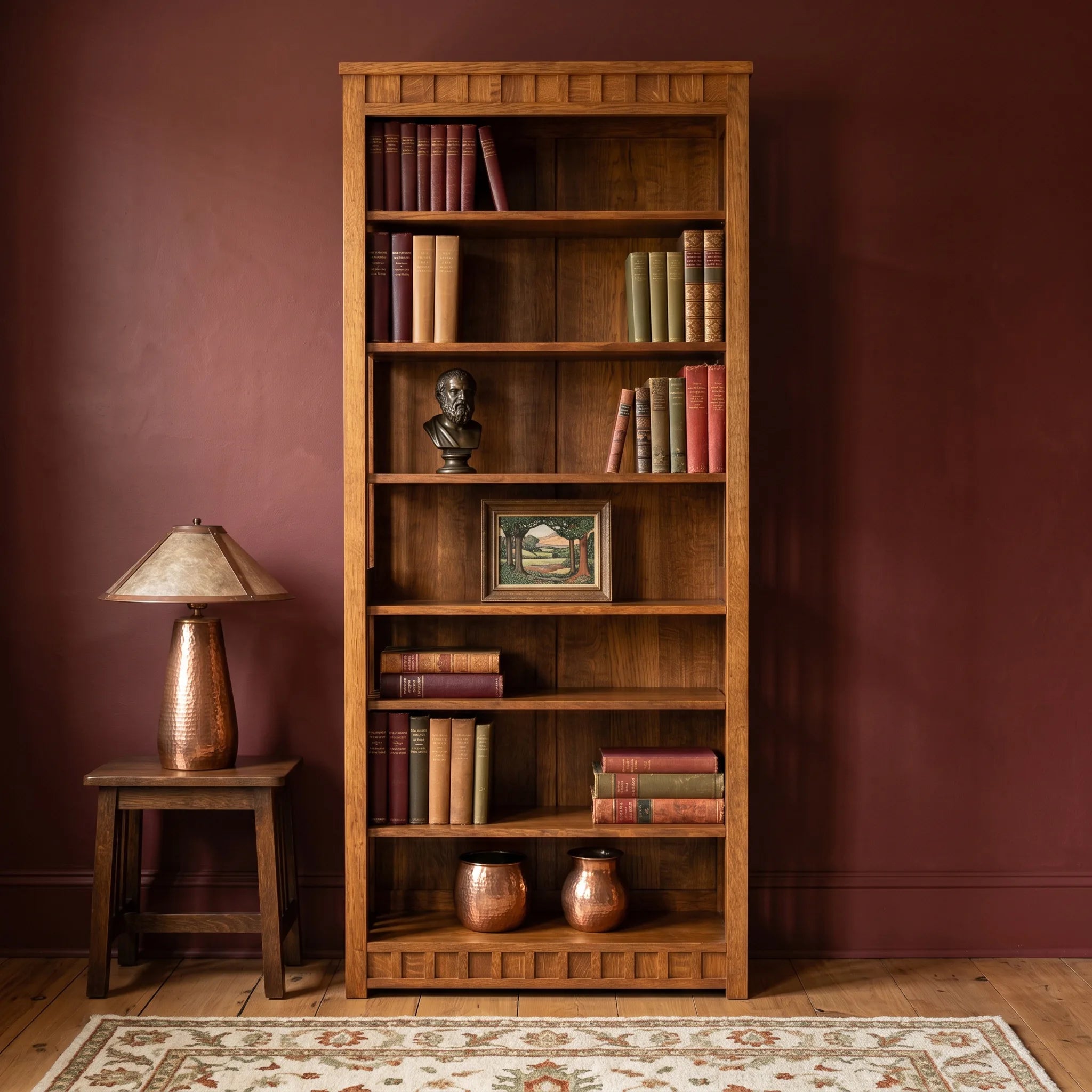 84" Bookcase - Solid Oak — front view