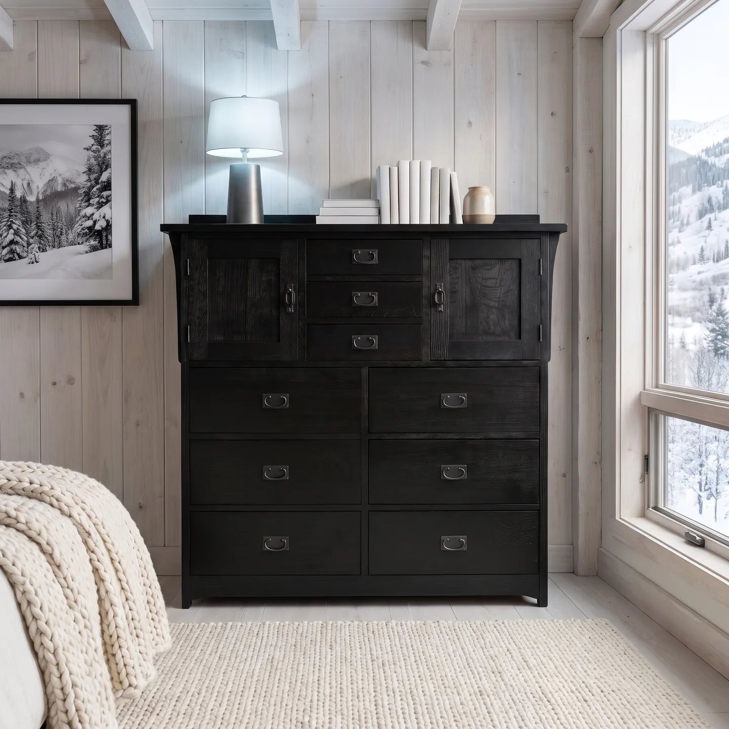 Mission 9-Drawer Bedroom Chest - Black