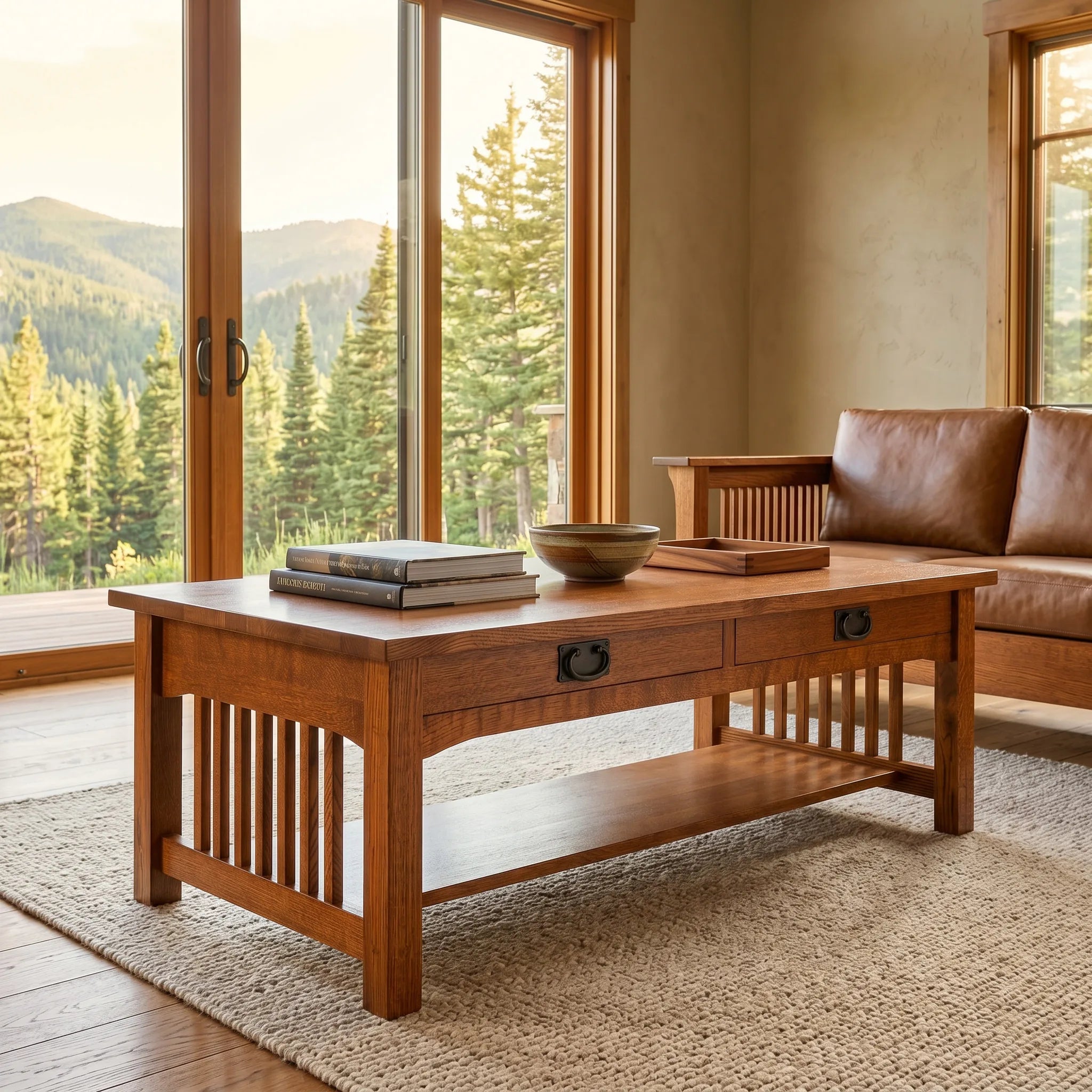 Mission Coffee Table - Antique Brown — front view